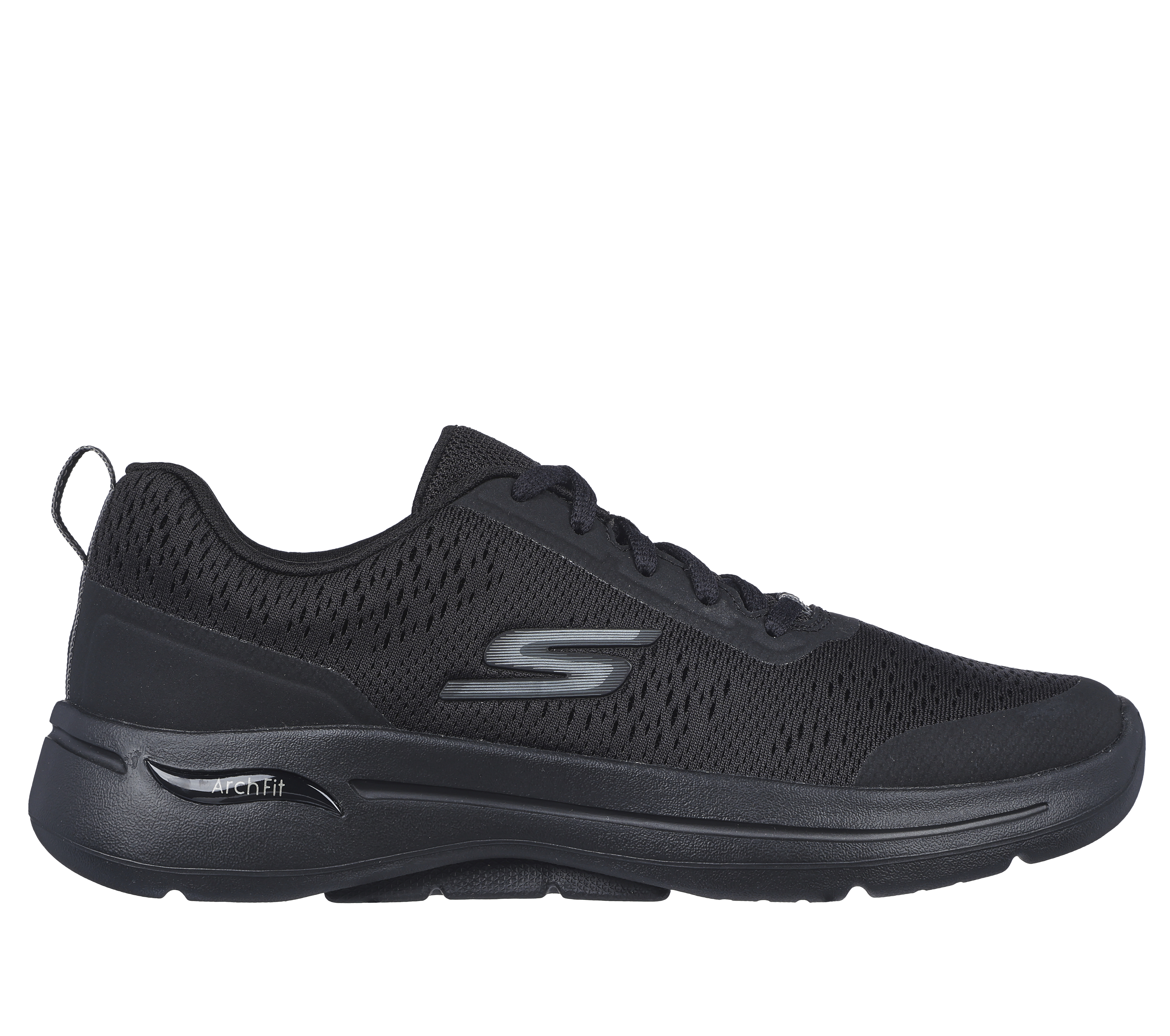 Skechers Women's GO WALK Arch Fit - Uptown Summer Sneaker in Black, Size 4 | Textile/Synthetic, Vegan, Machine Washable