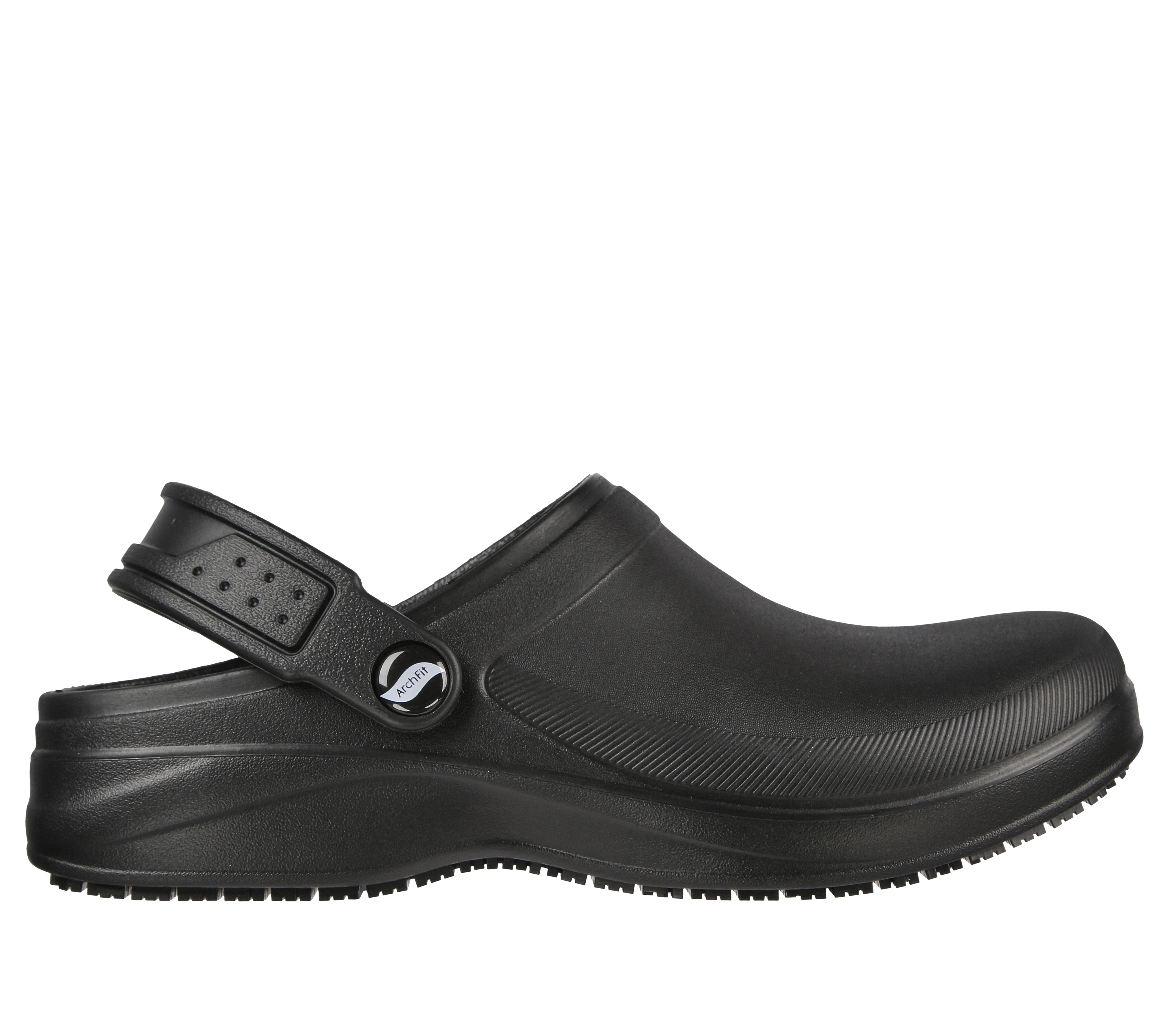 Skechers Women's Work: Arch Fit Riverbound - Pasay SR Shoes in Black, Size 4 | Synthetic