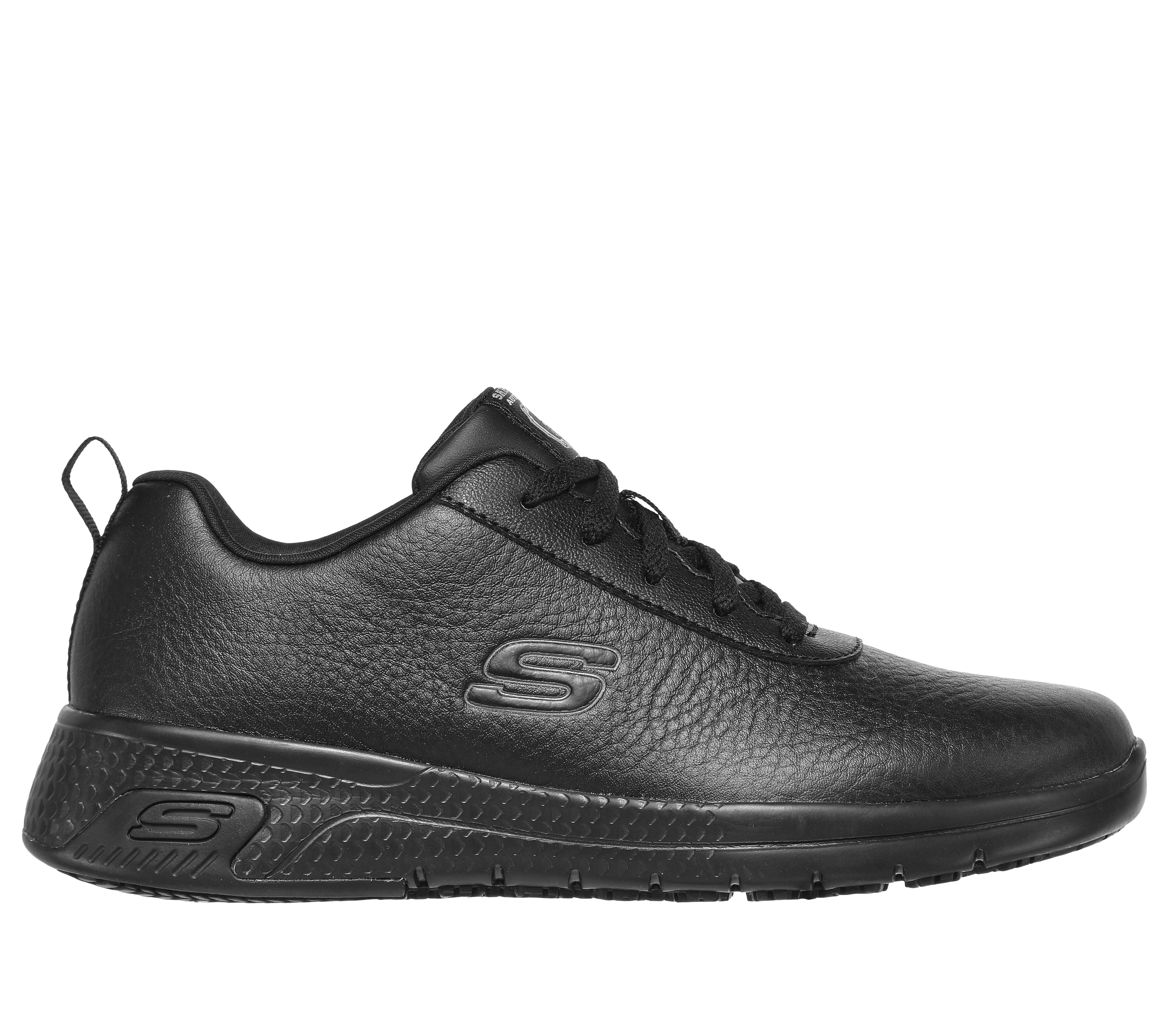 Skechers Women's Work Relaxed Fit: Marsing - Gmina SR Sneaker in Black, Size 5 | Leather/Synthetic/Textile