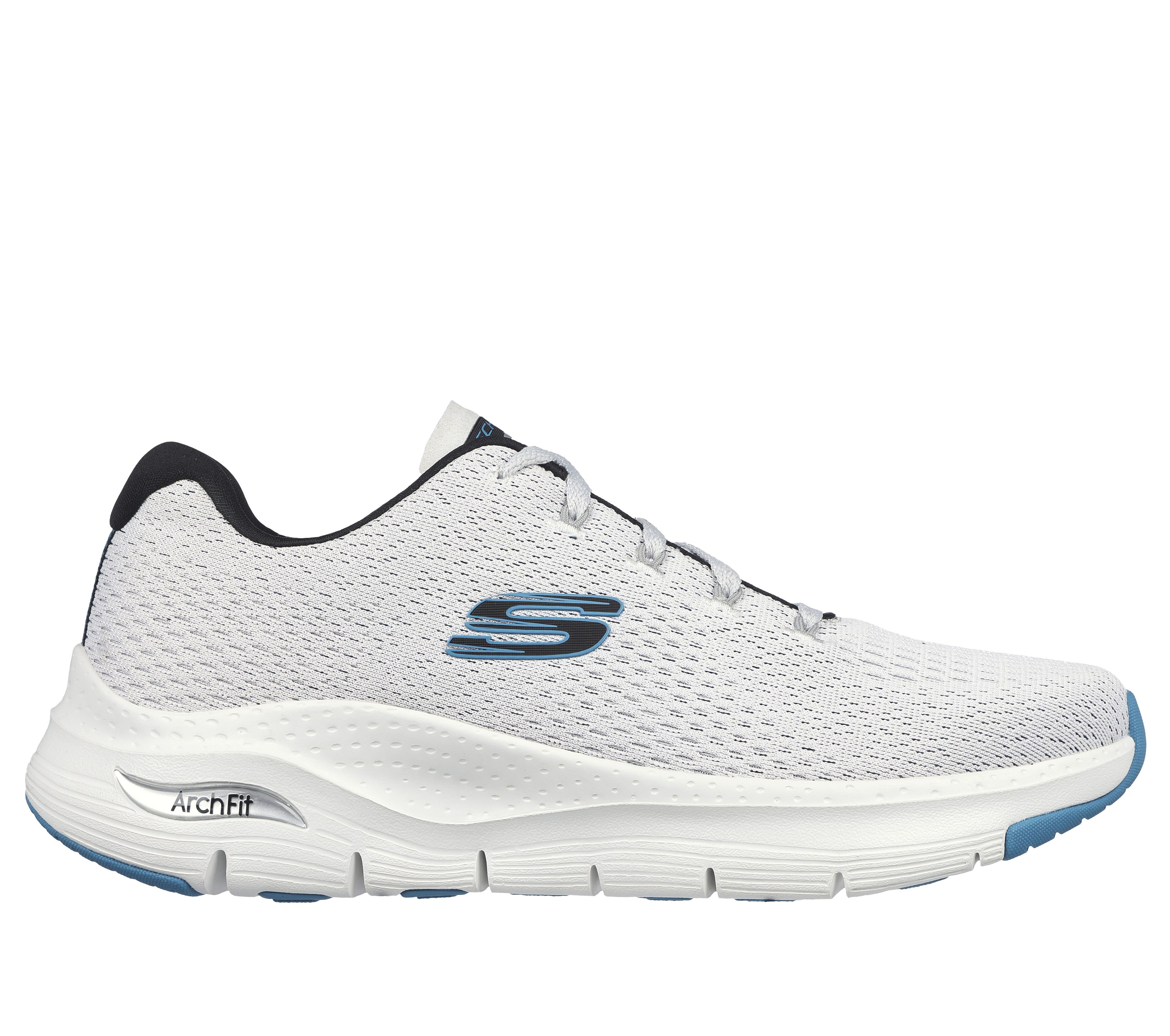 Skechers Men's Arch Fit - Takar Sneaker in White/Blue, Size 6 | Textile/Synthetic, Vegan, Machine Washable