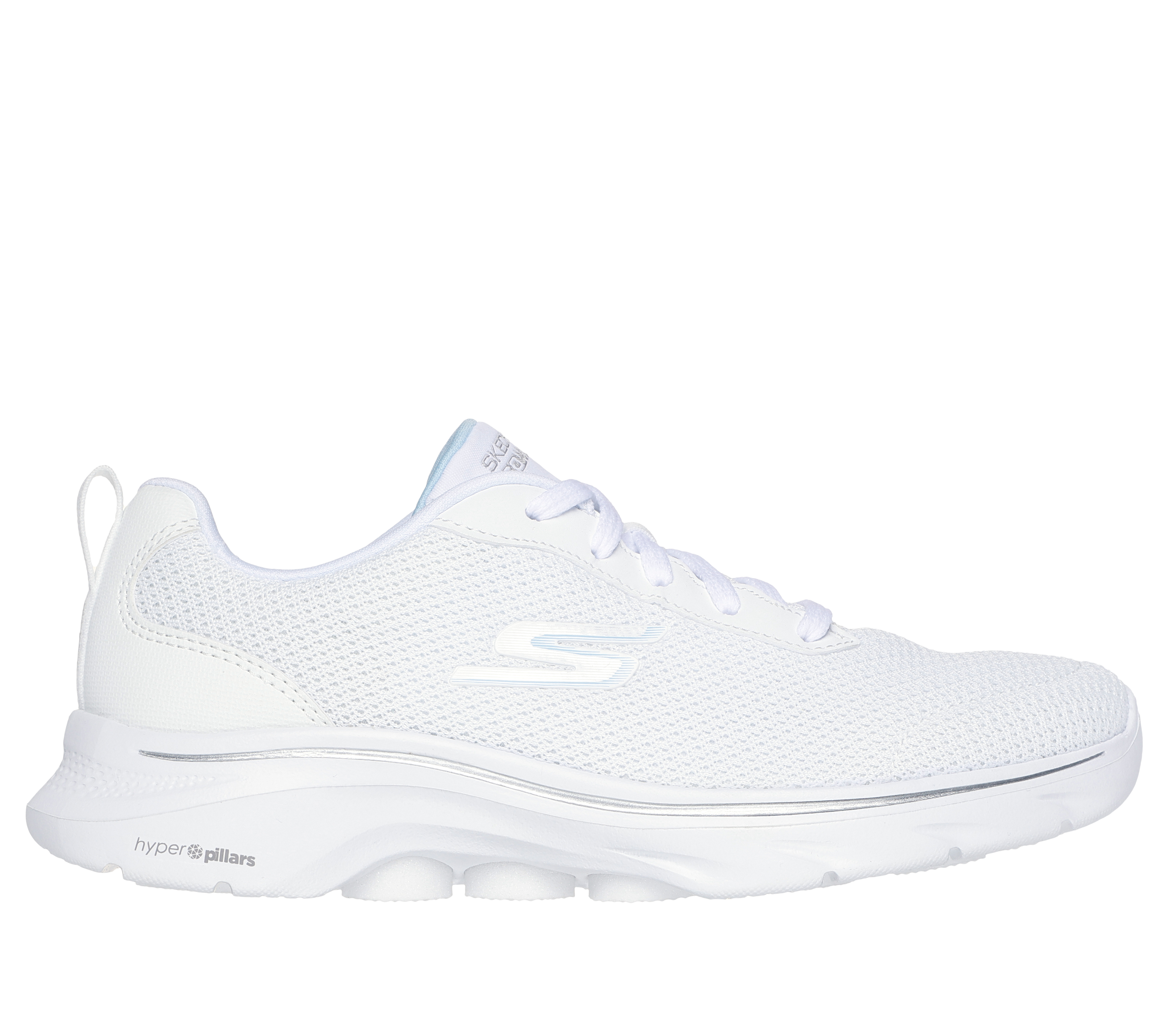 Skechers Women's GO WALK 7 - Clear Path Sneaker in White, Size 4.5 | Textile/Synthetic, Vegan, Machine Washable