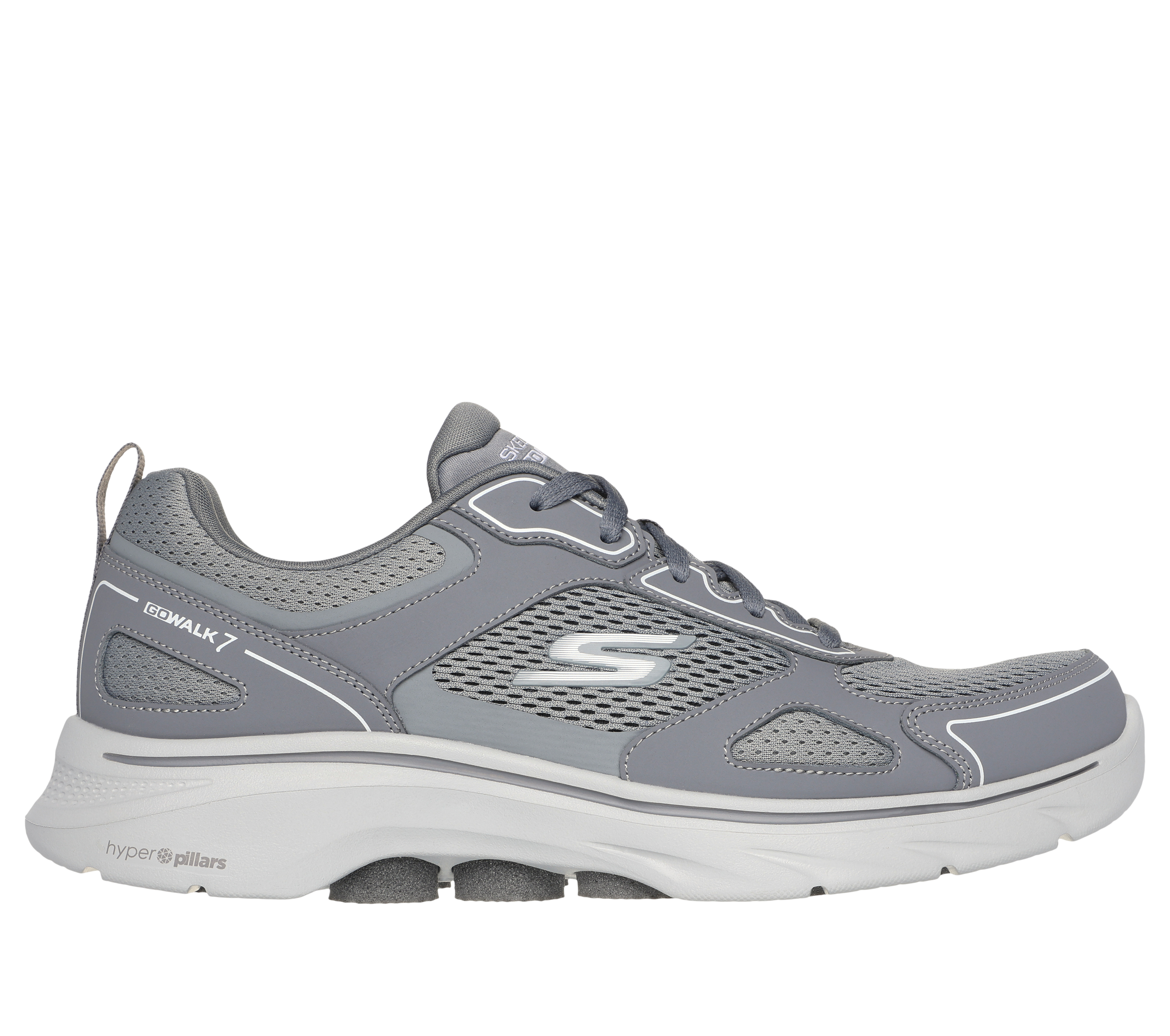 Skechers Men's GO WALK 7 - The Forefather Sneaker in Gray, Size 13 | Leather/Textile/Synthetic, Machine Washable