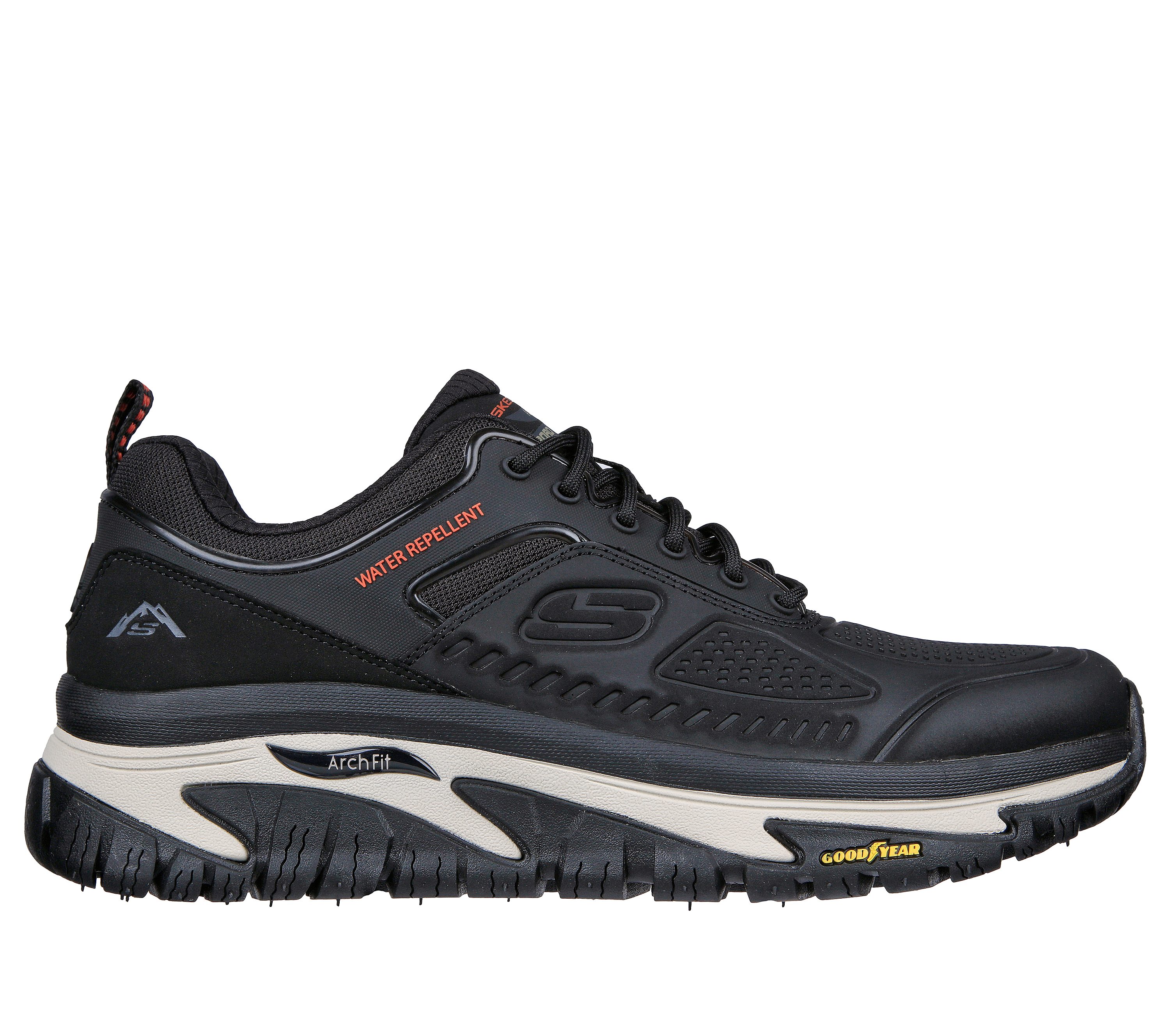 Skechers Men's Relaxed Fit: Arch Fit Road Walker - Recon Sneaker in Black, Size 6 | Leather/Synthetic/Textile