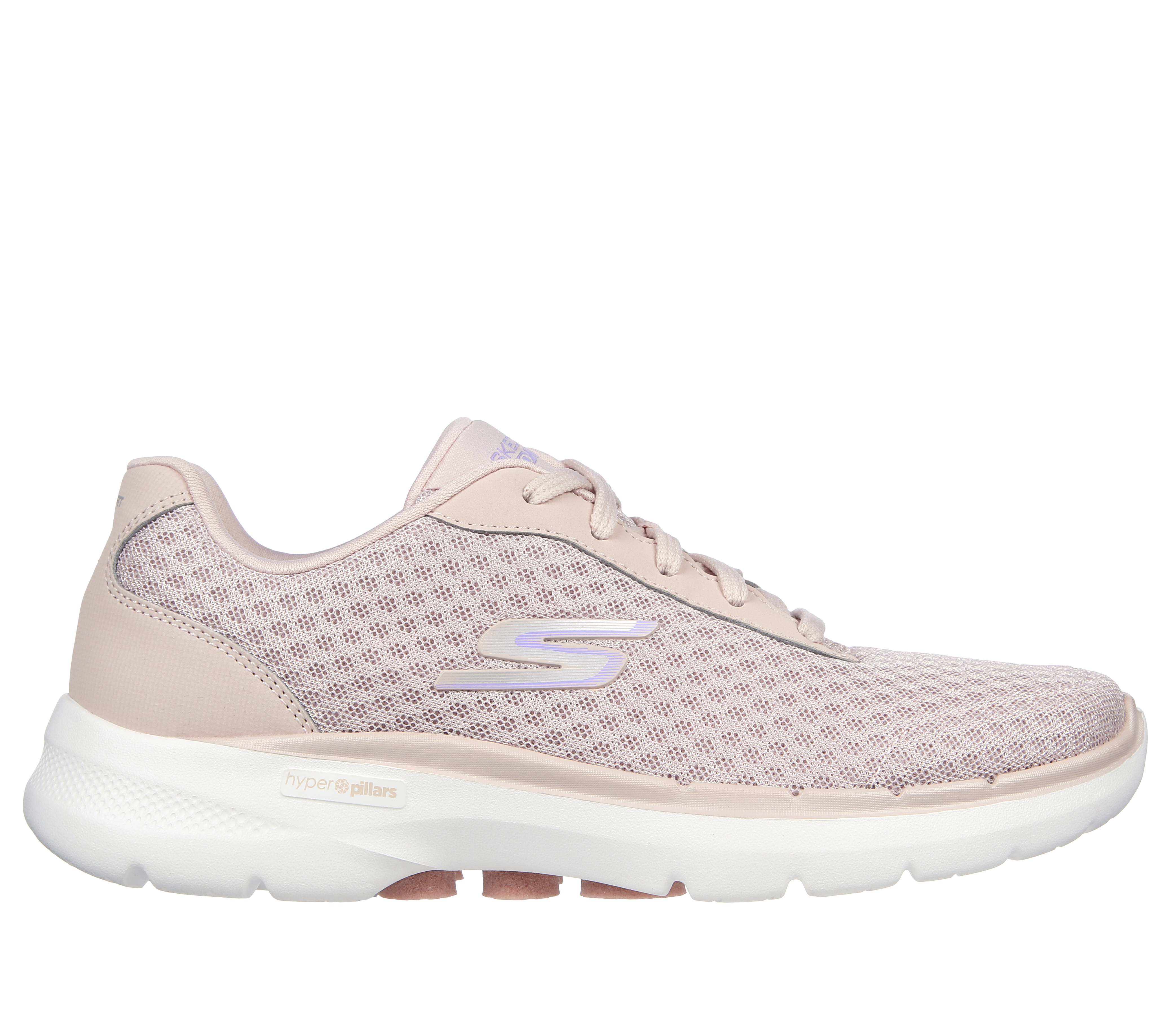 Skechers Women's GO WALK 6 - Iconic Vision Sneaker in Mauve, Size 7 | Textile/Synthetic, Vegan, Machine Washable