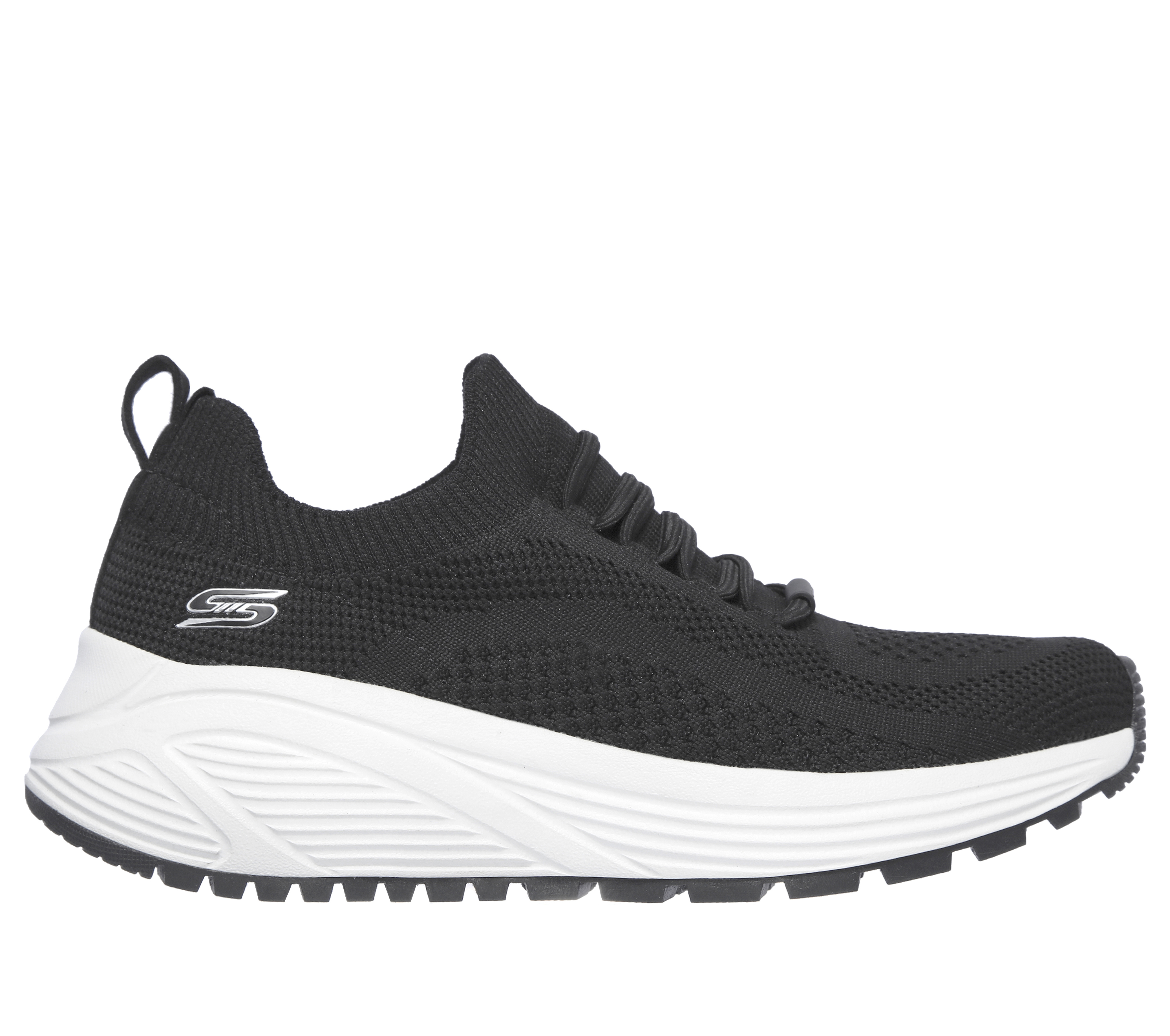 Skechers Women's BOBS Sport Sparrow 2.0 - Allegiance Crew Sneaker in Black, Size 4 | Textile/Synthetic, Vegan, Machine Washable