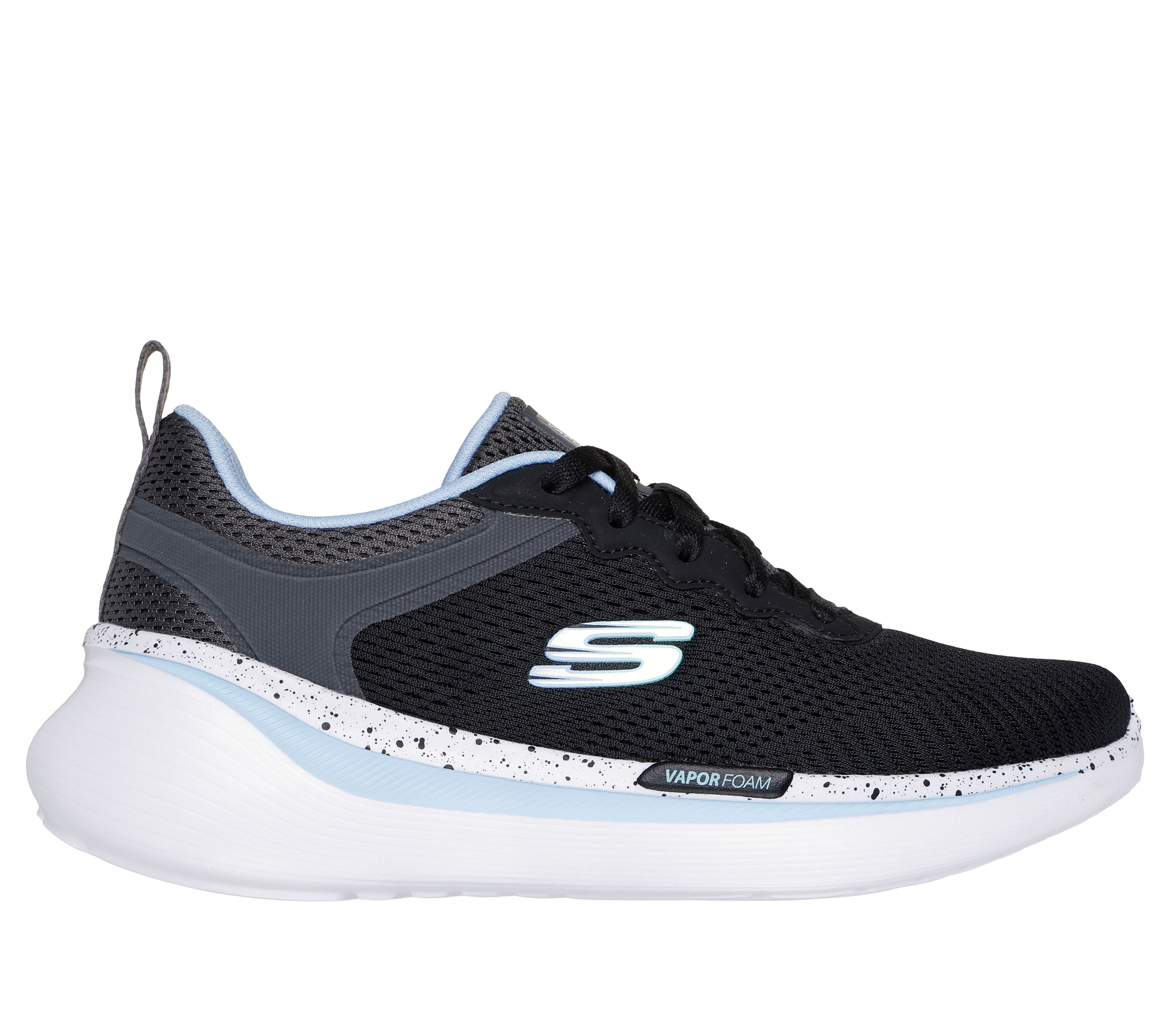 Skechers Women's Vapor Plus - Stoked Sneaker in Black/Blue, Size 6 | Textile/Synthetic, Vegan, Machine Washable