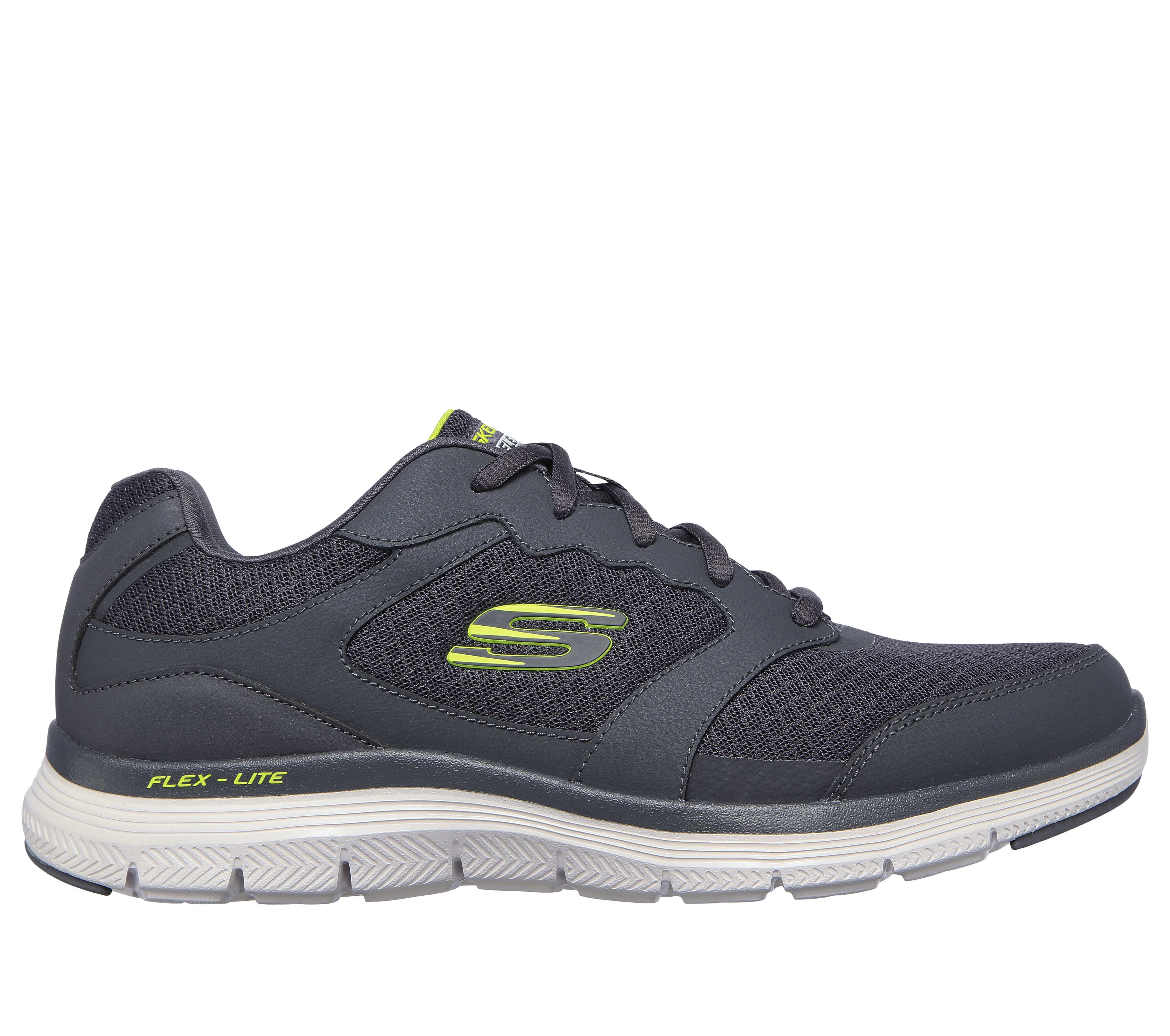 Skechers Men's Flex Advantage 4.0 Sneaker in Charcoal, Size 9.5 | Leather/Textile/Synthetic