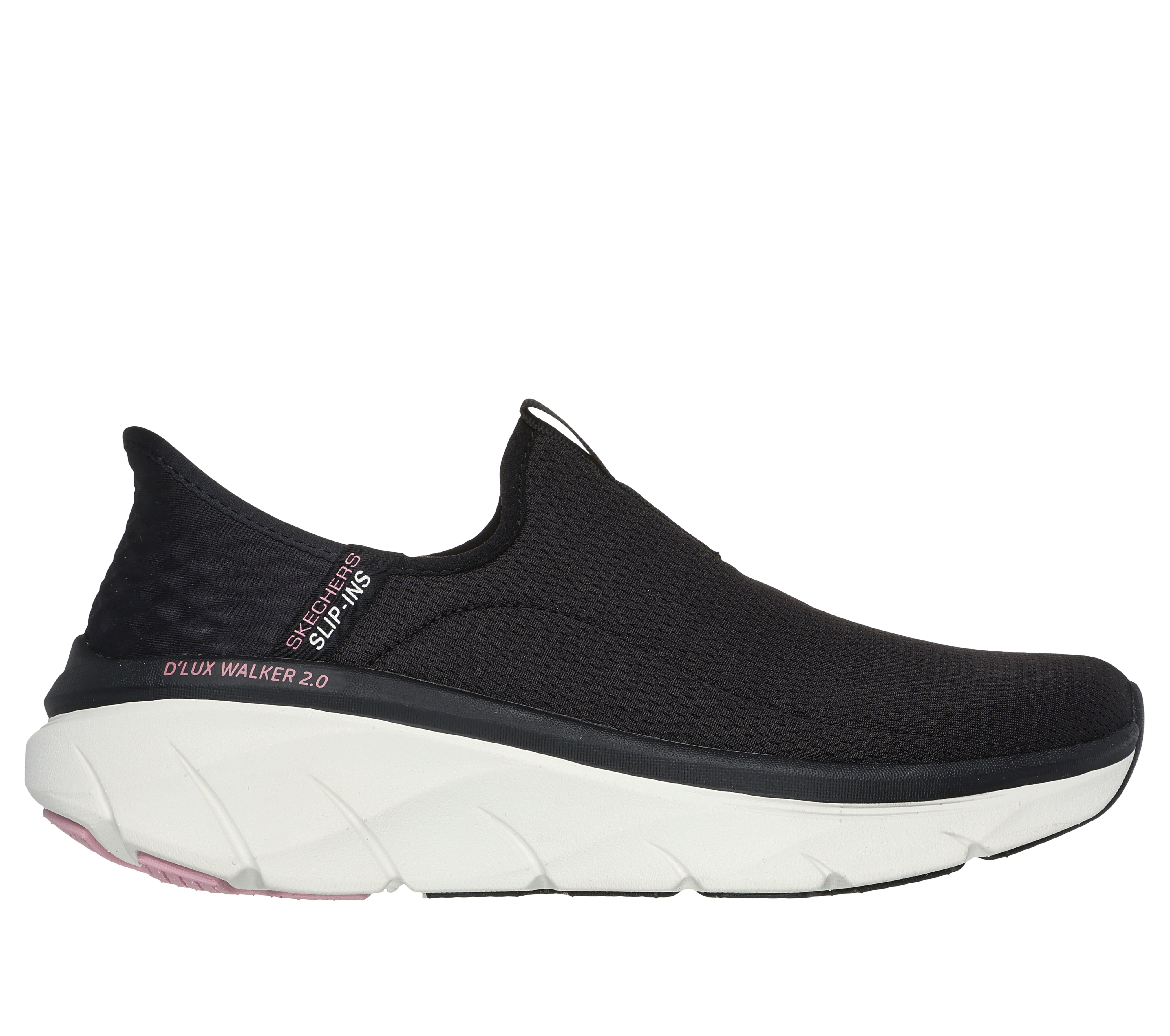 Skechers Women's Slip-ins RF: D'Lux Walker 2.0 Sneaker in Black/Pink, Size 8 | Textile, Vegan, Machine Washable