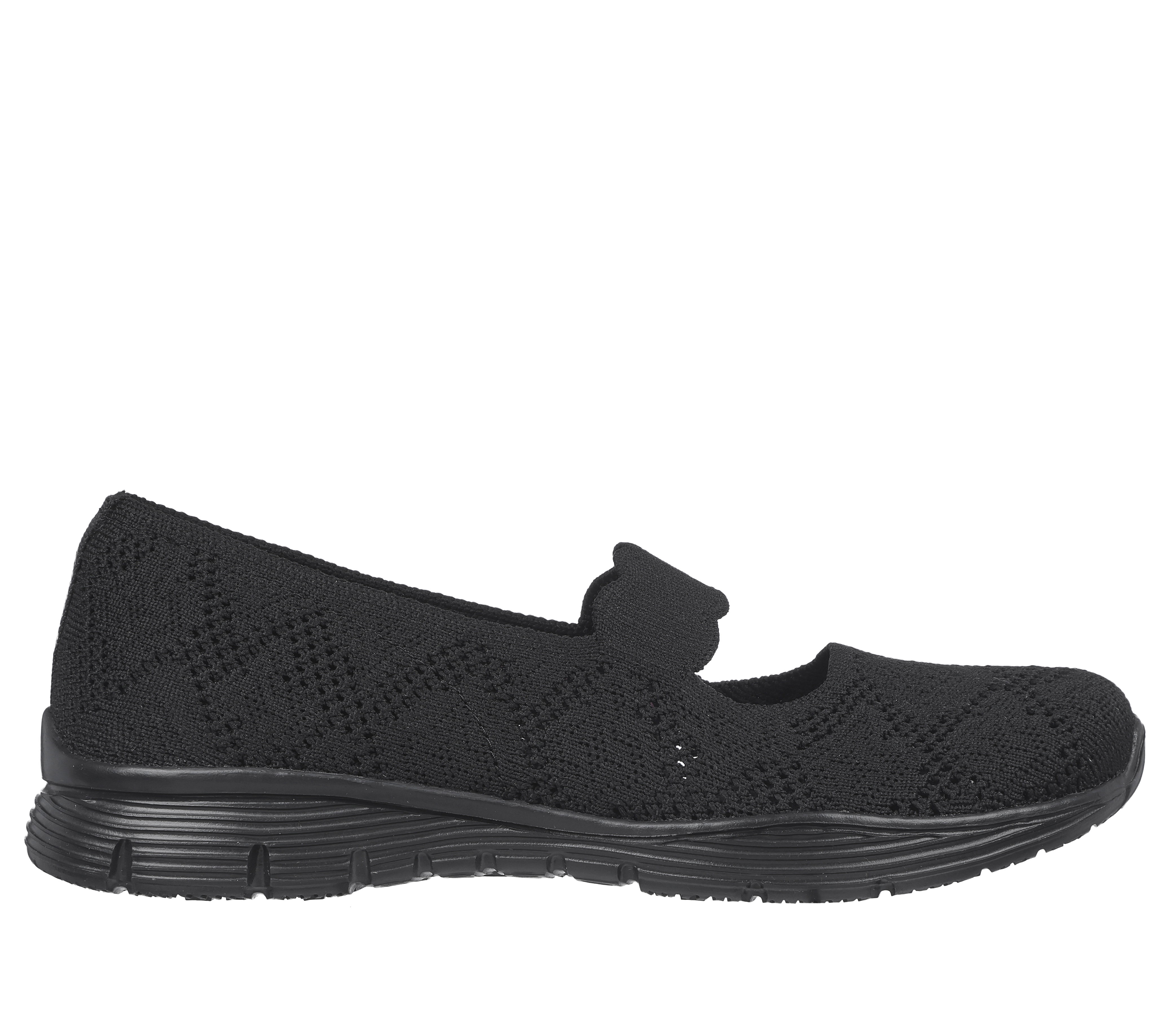 Skechers Women's Seager - Casual Party Shoes in Black, Size 3.5 | Textile, Vegan, Machine Washable