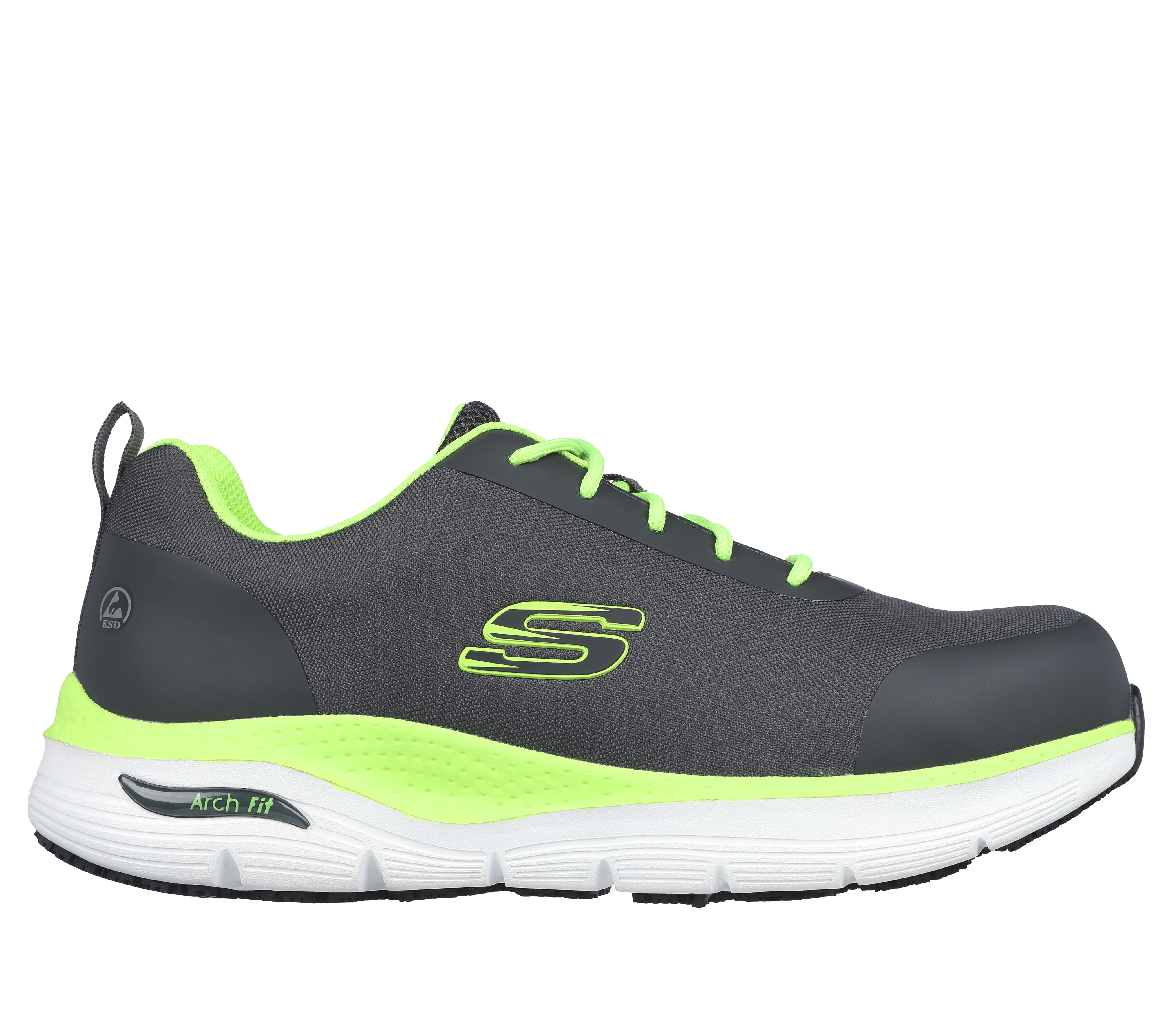 Skechers Men's Work: Arch Fit SR - Ringstap Sneaker in Charcoal/Lime, Size 12 | Textile/Synthetic