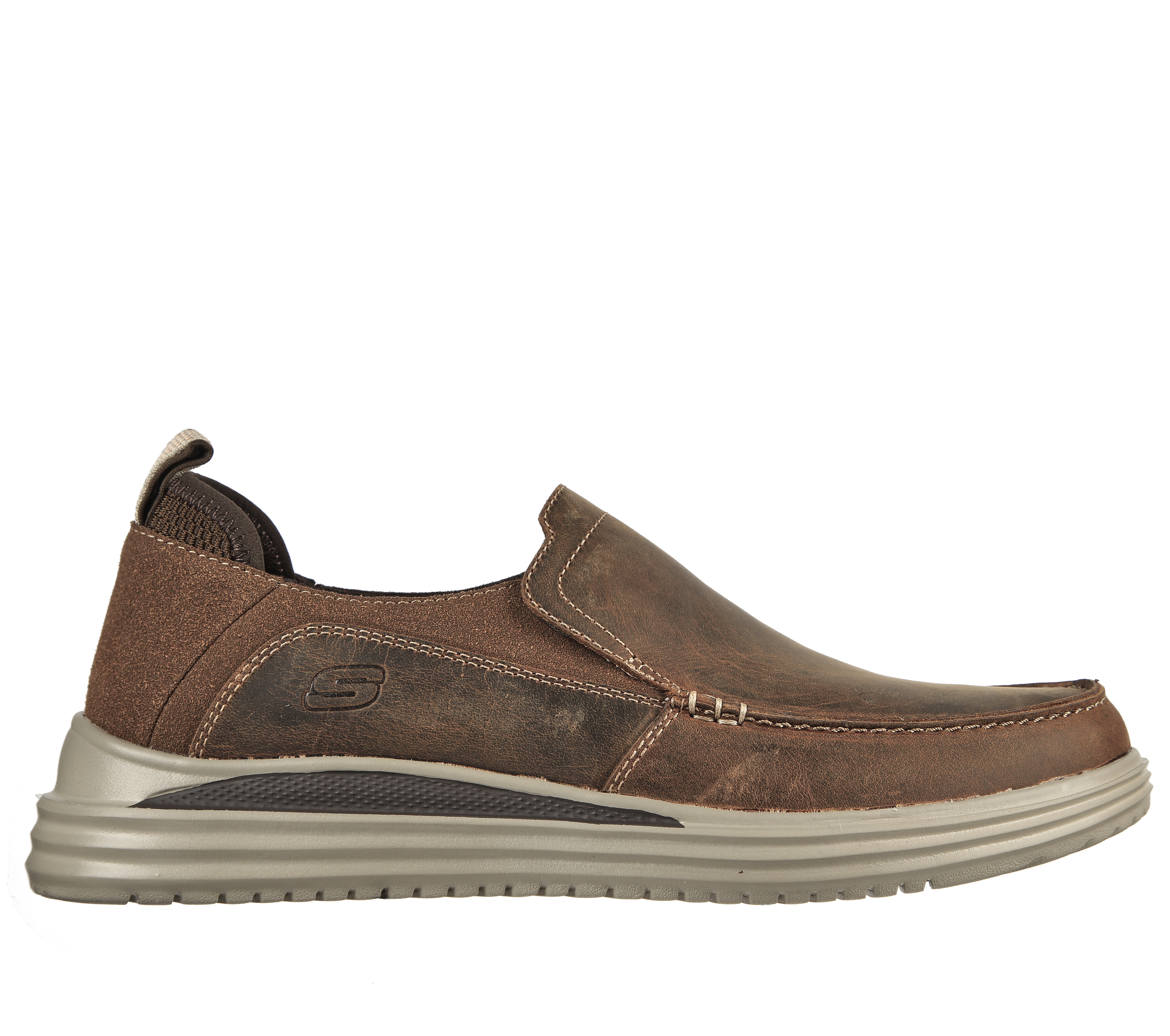 Skechers Men's Proven - Relander Sneaker in Brown, Size 10 | Leather/Synthetic/Textile