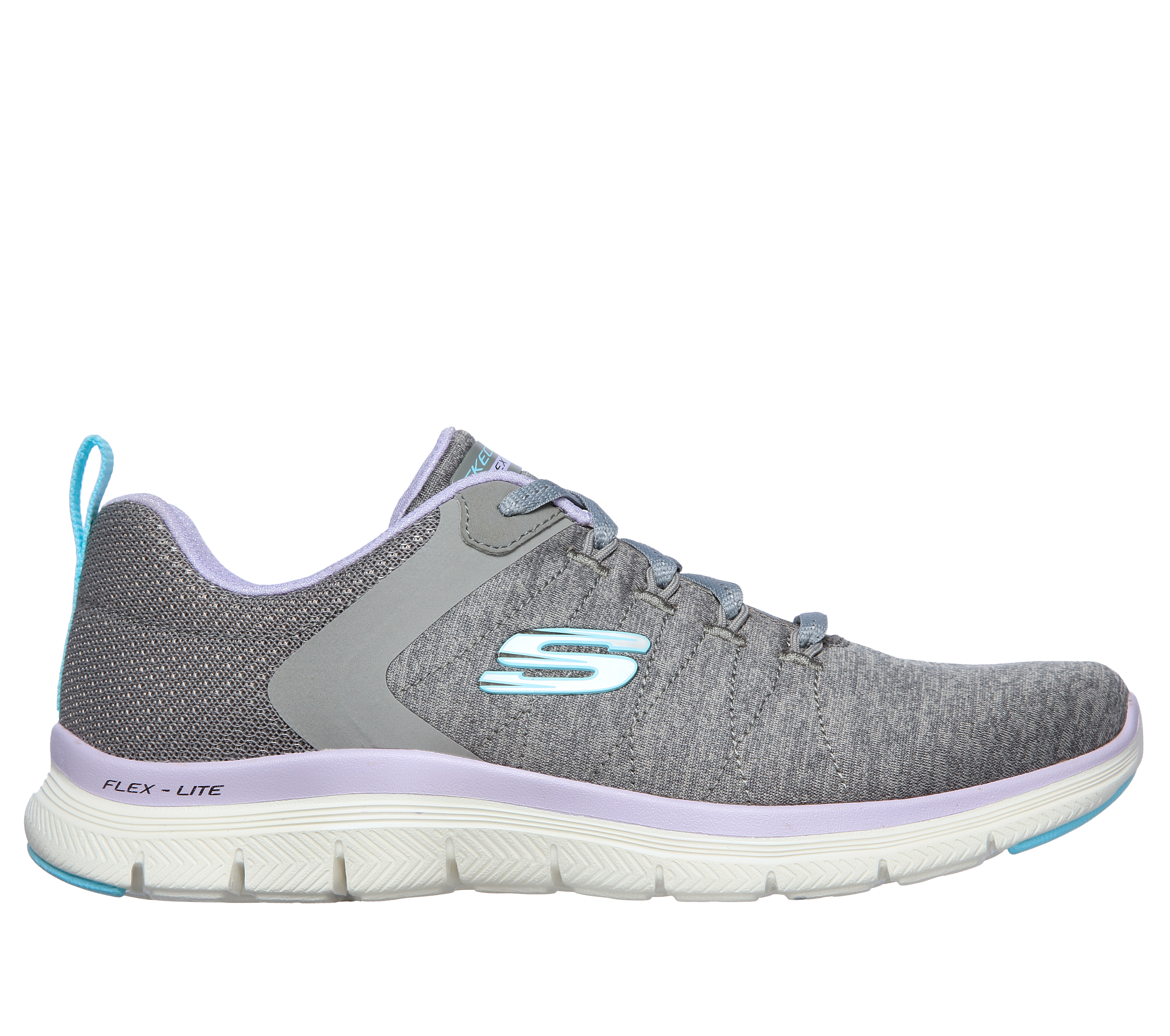 Skechers Women's Flex Appeal 4.0 Sneaker in Gray/Lavender, Size 3.5 | Textile/Synthetic, Vegan, Machine Washable