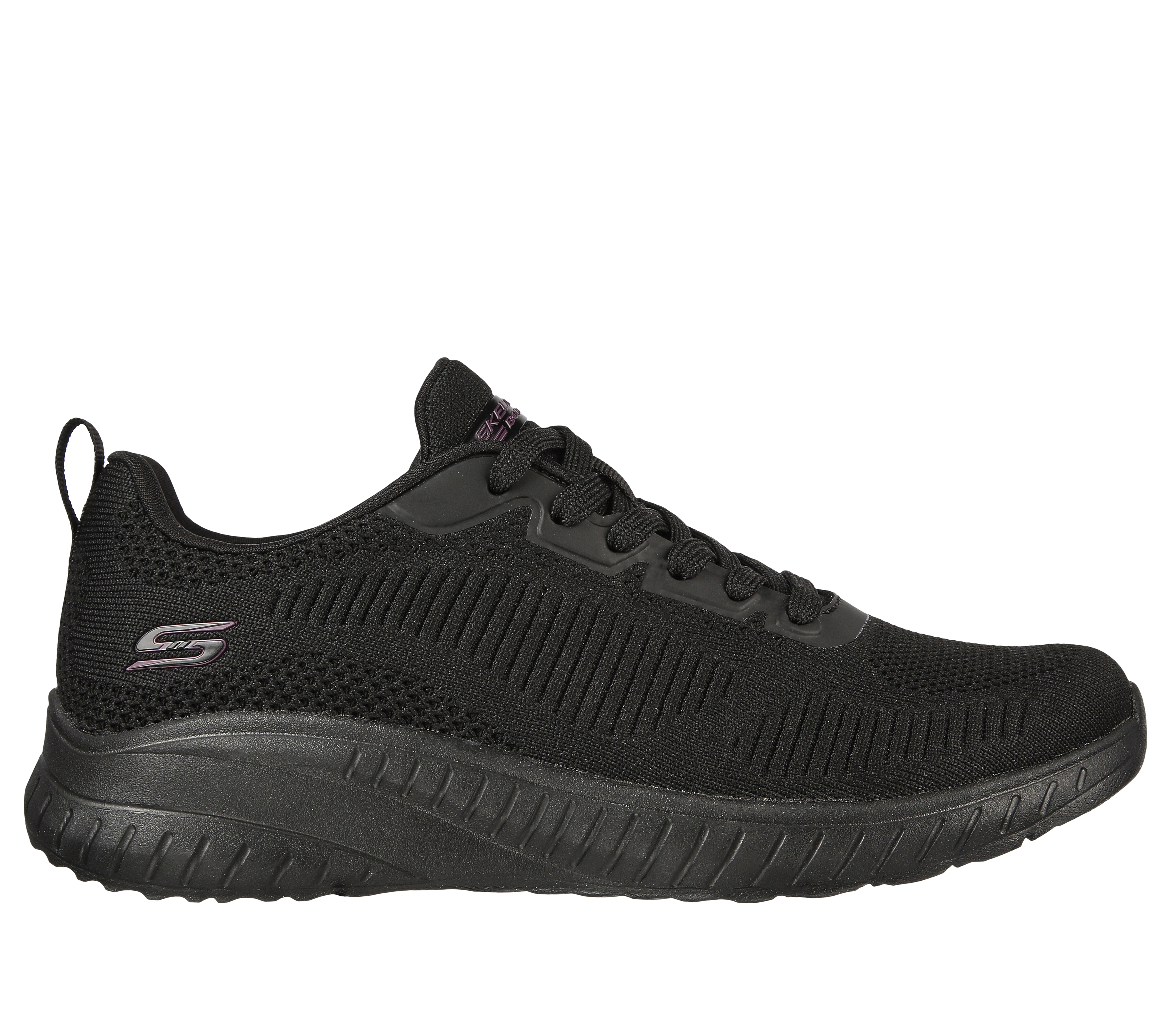 Skechers Women's BOBS Sport Squad Chaos - Face Off Sneaker in Black, Size 2 Wide | Textile/Synthetic, Vegan, Machine Washable