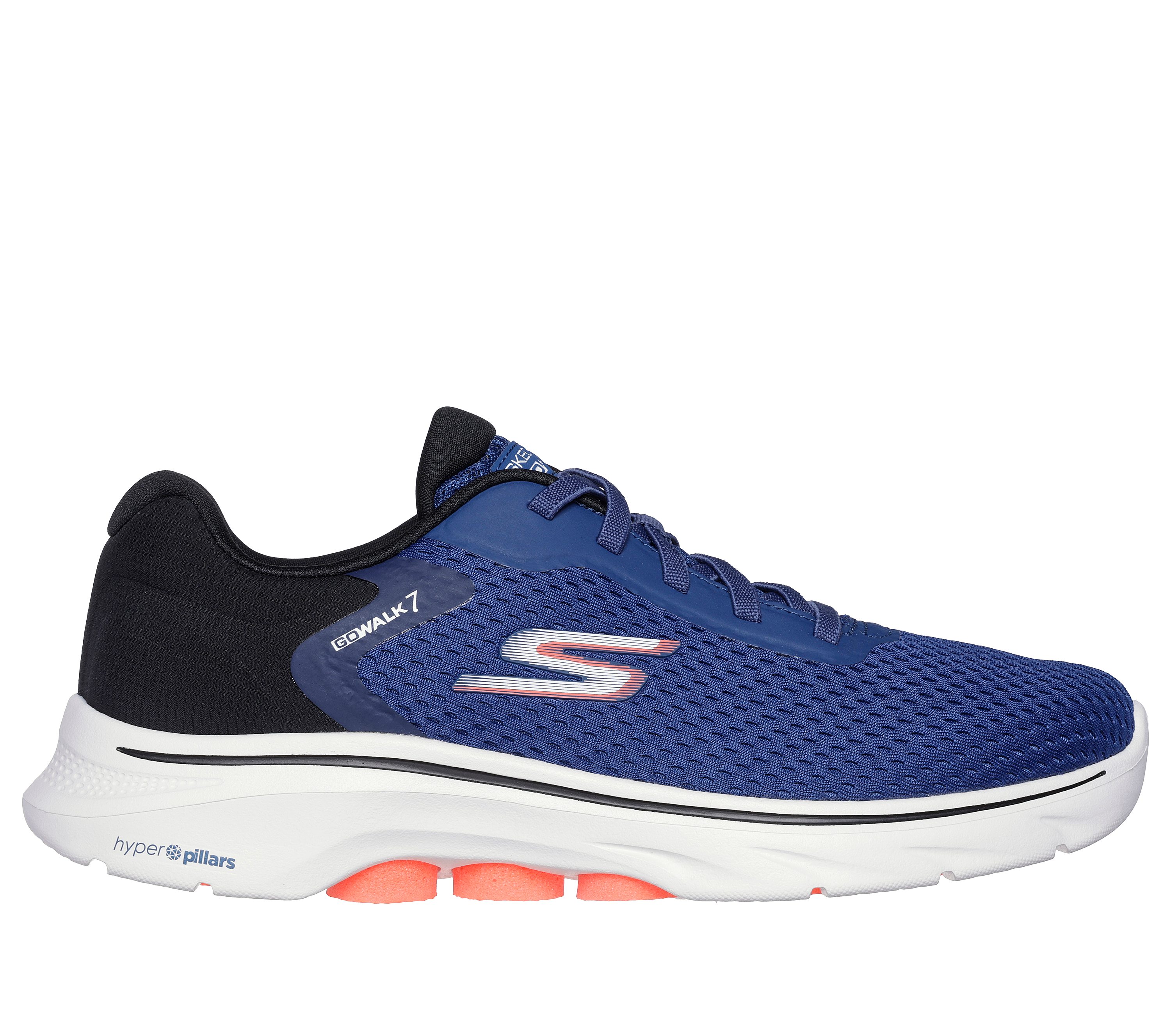 Skechers Men's GO WALK 7 - The Construct Sneaker in Navy Blue/Black | Textile/Synthetic, Vegan, Machine Washable