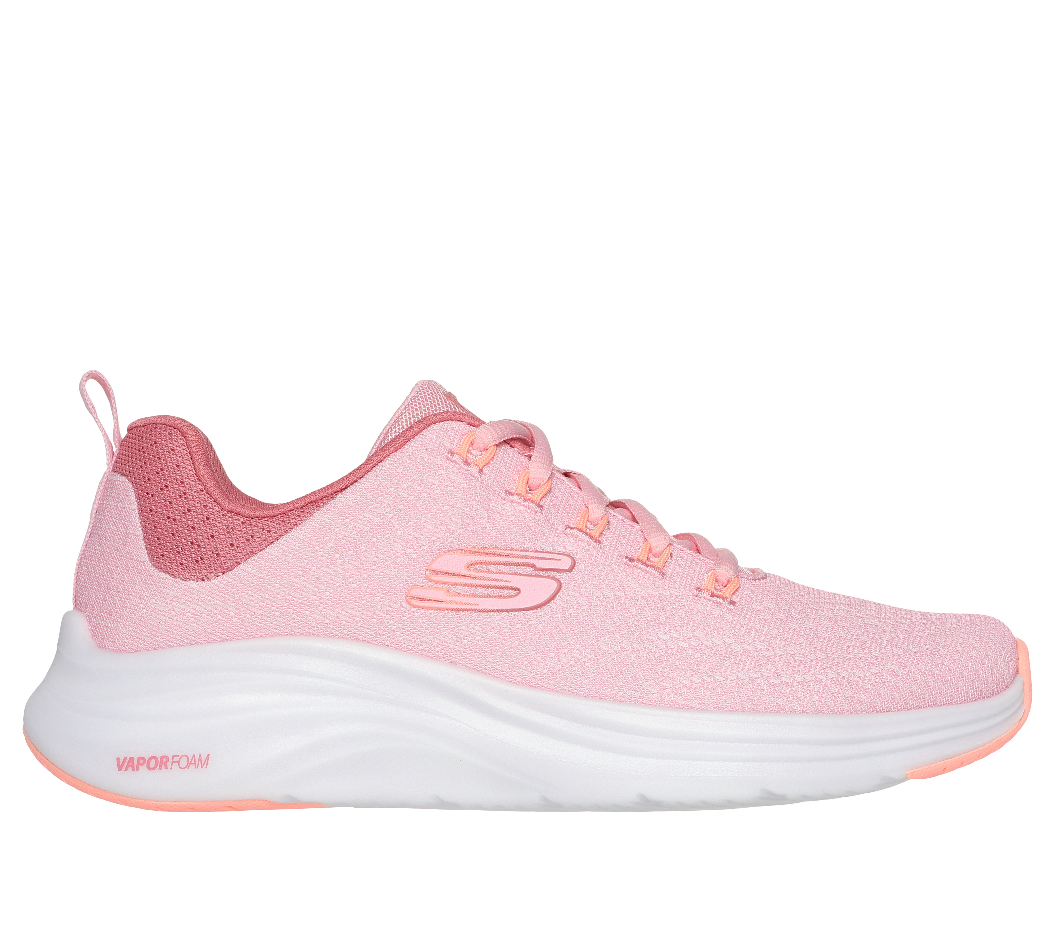 Skechers Women's Vapor Foam Sneaker in Pink/Coral, Size 4 | Textile/Synthetic, Vegan, Machine Washable