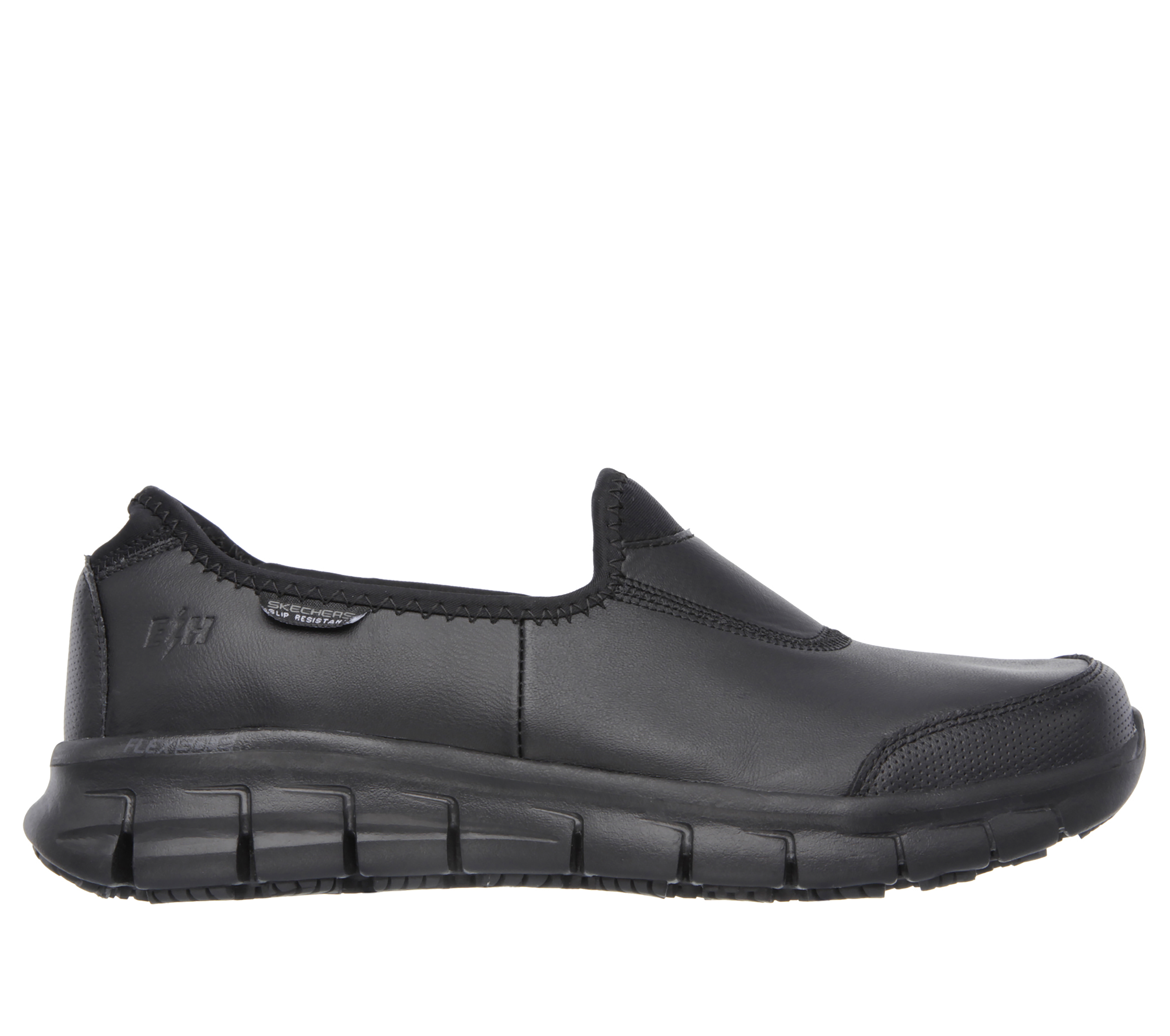 Skechers Women's Work Relaxed Fit: Sure Track Slip-On Shoes in Black, Size 7 | Leather/Textile