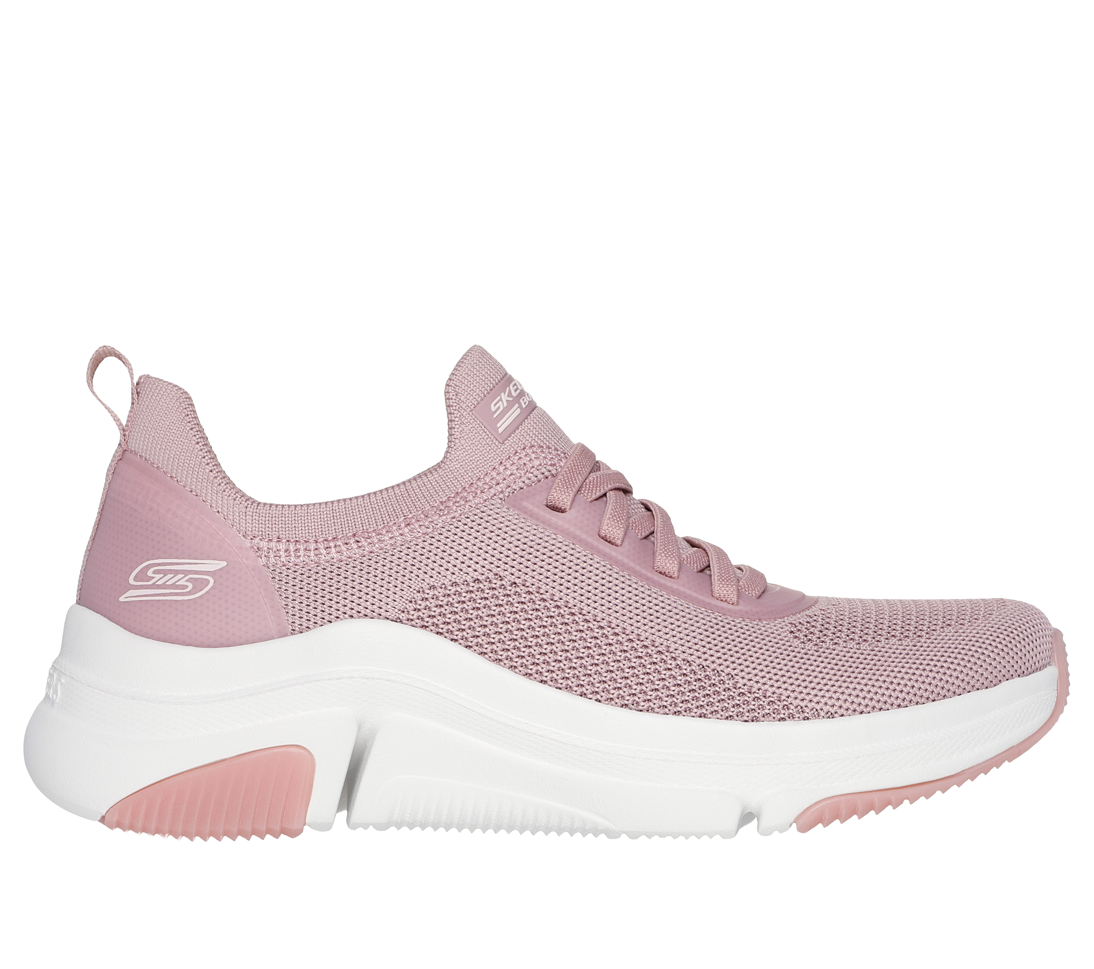 Skechers Women's BOBS Sport Sparrow Flex - Instant Clout Sneaker in Blush Pink, Size 5 | Textile/Synthetic, Vegan, Machine Washable