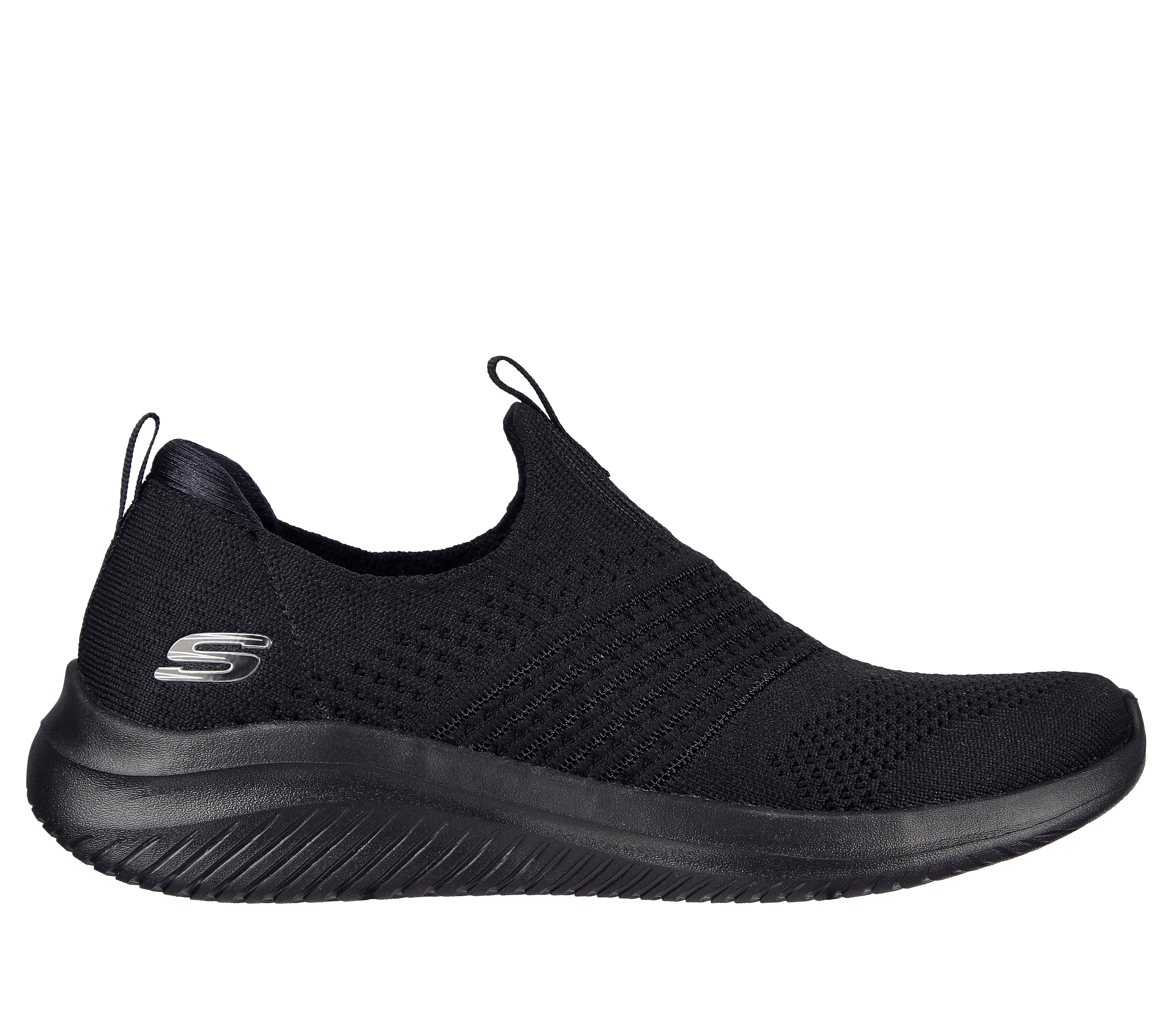 Skechers Women's Ultra Flex 3.0 - Classy Charm Sneaker in Black, Size 3.5 | Textile/Synthetic, Vegan, Machine Washable