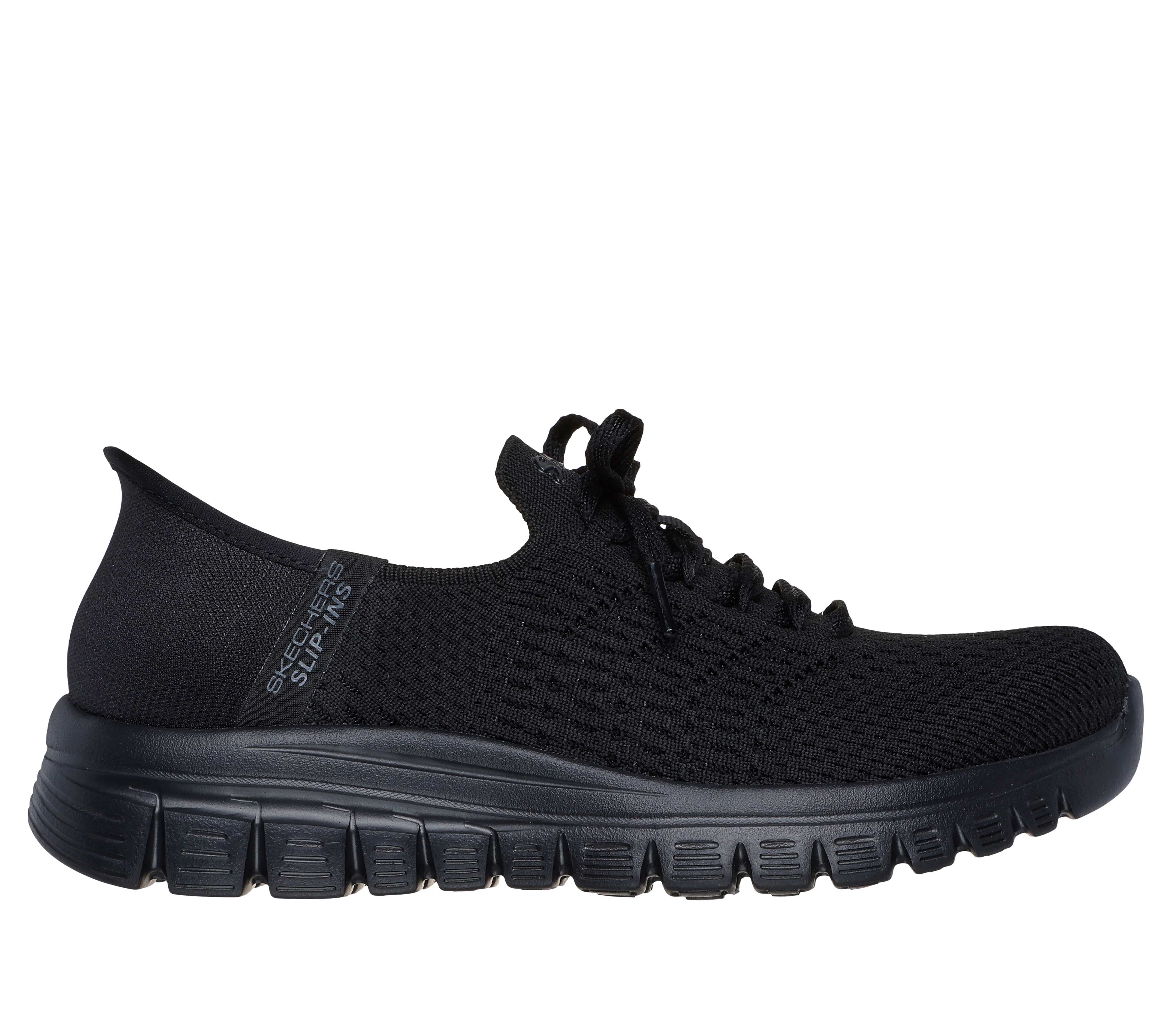 Skechers Women's Slip-ins: Graceful - First Blush Sneaker in Black, Size 8 | Textile/Synthetic, Vegan, Machine Washable