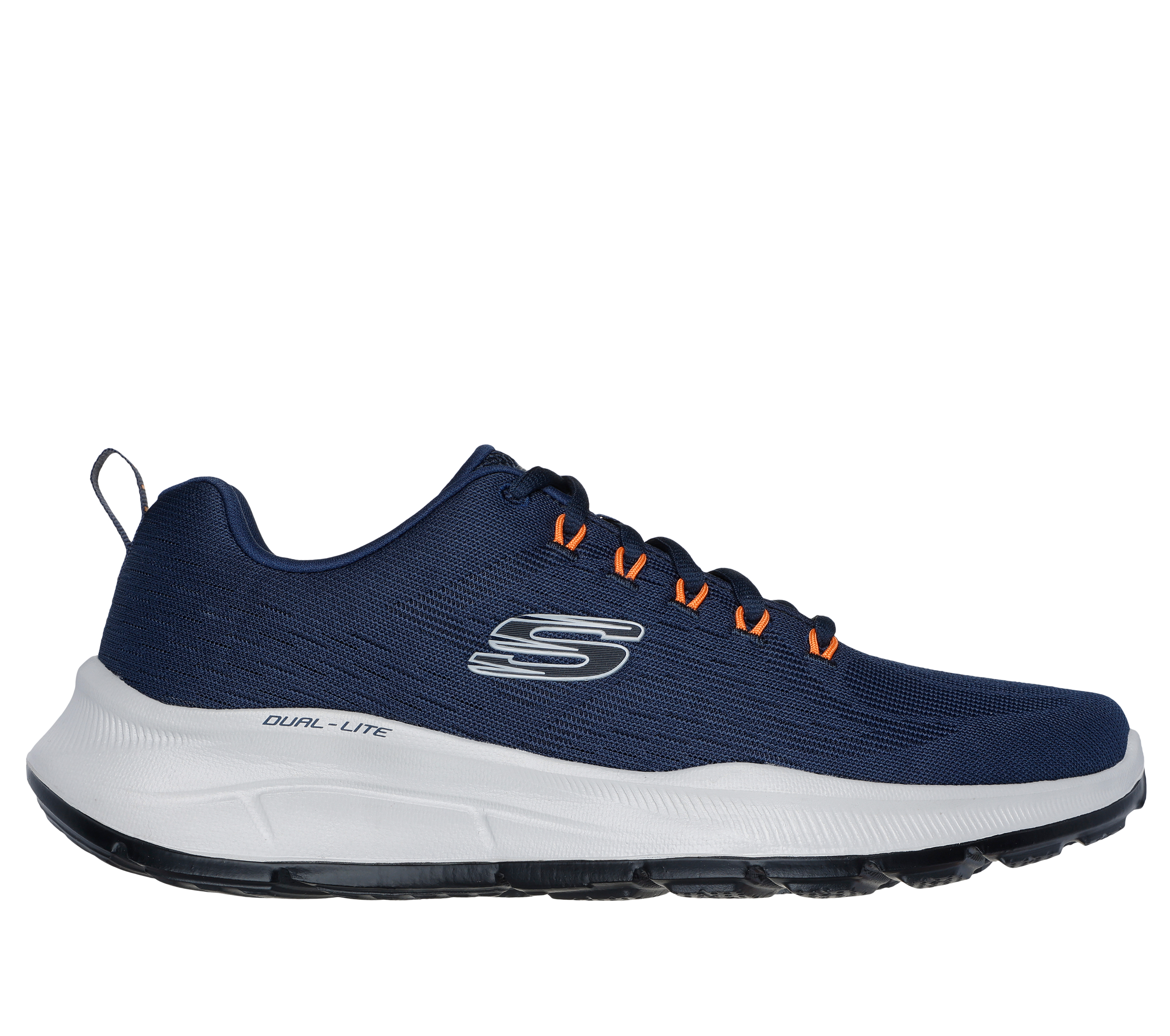 Skechers Men's Relaxed Fit: Equalizer 5.0 Sneaker in Navy Blue/Orange, Size 6.5 | Textile/Synthetic, Vegan, Machine Washable