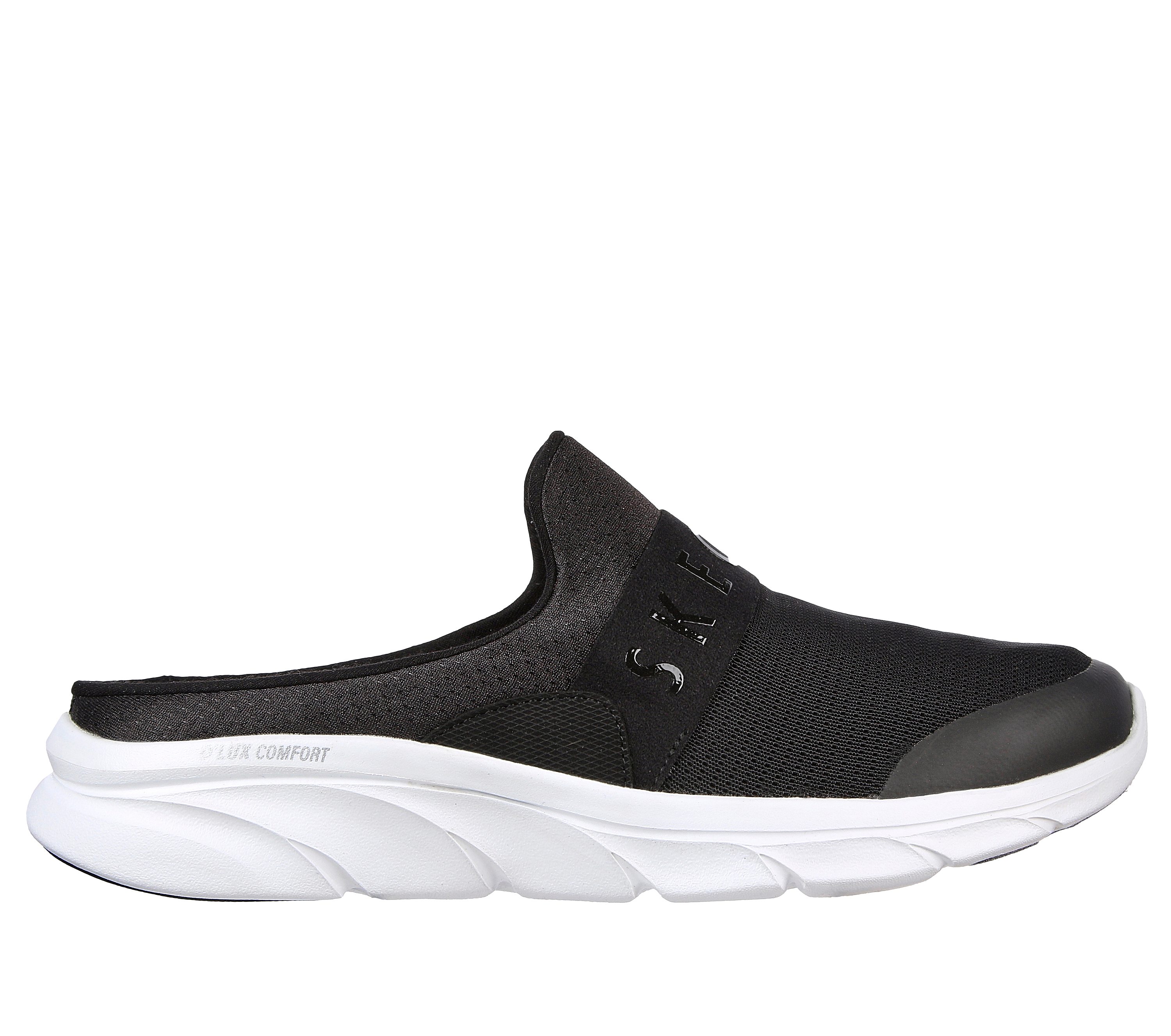 Skechers Women's Relaxed Fit: D'Lux Comfort - Enthusiast Shoes in Black/White, Size 8 | Textile/Synthetic, Machine Washable