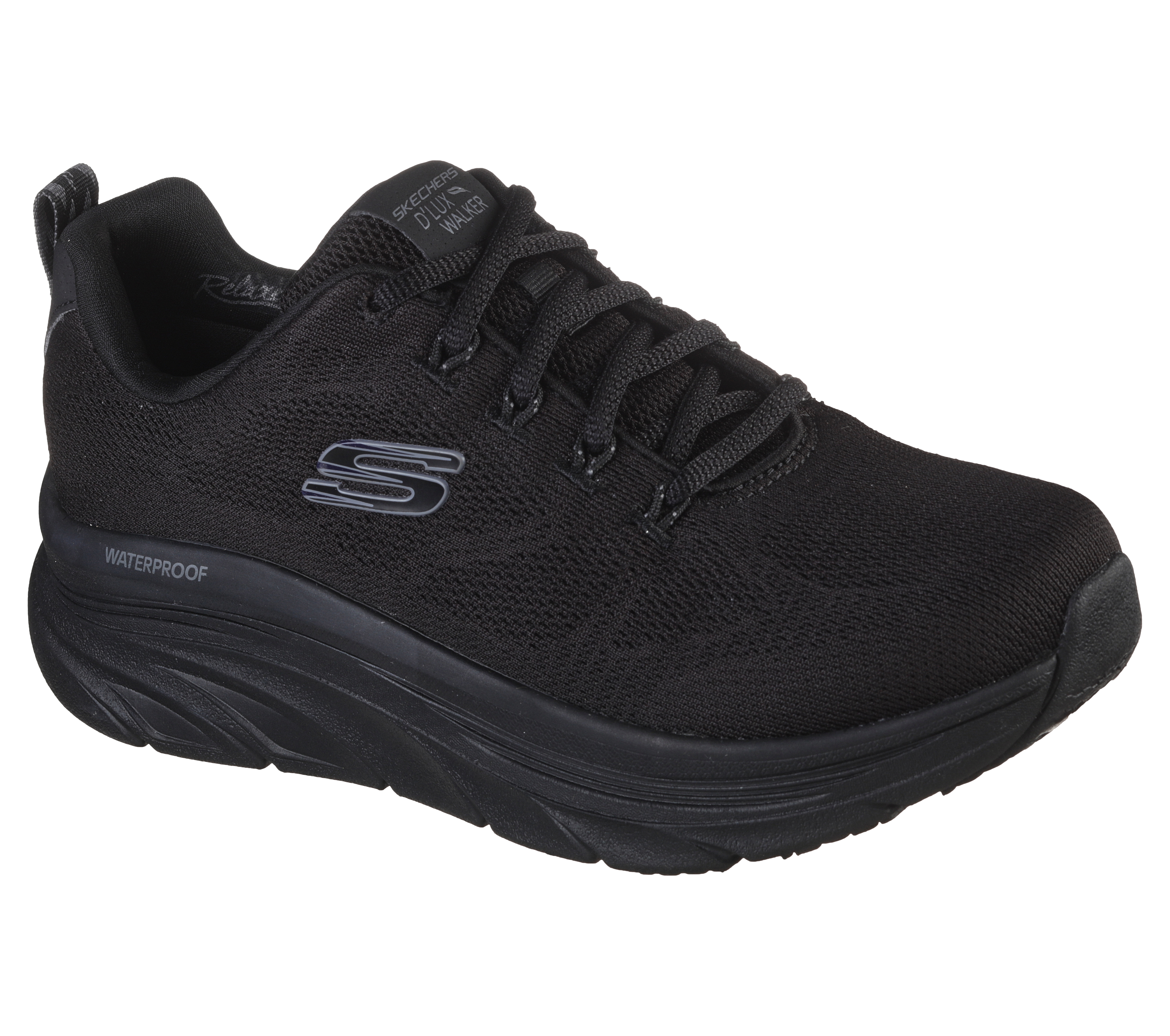 Skechers Women's Relaxed Fit: D'Lux Walker - Get Oasis Sneaker in Black, Size 5 | Textile/Synthetic, Vegan