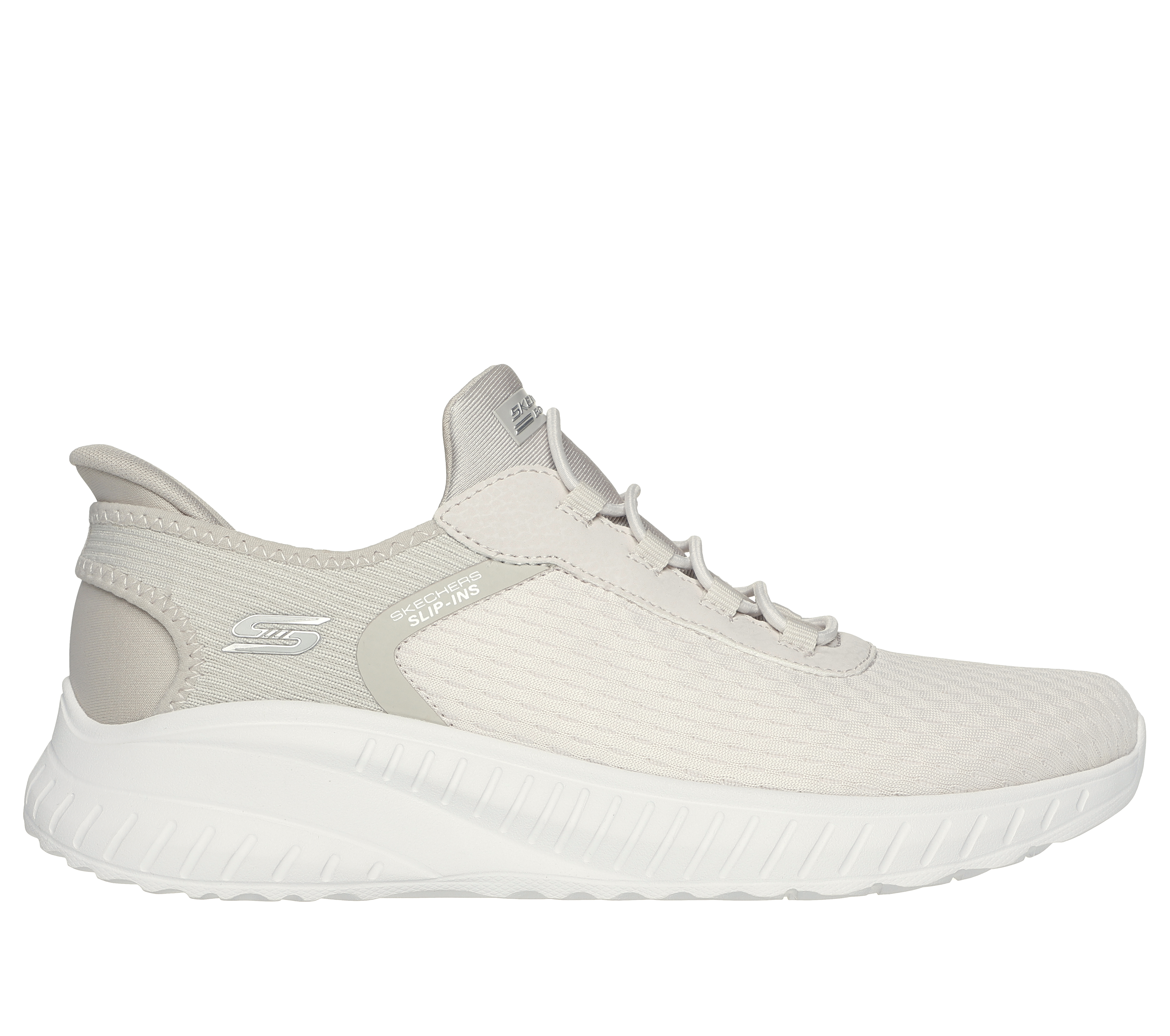 Skechers Women's Slip-ins: BOBS Sport Squad Chaos Sneaker in Off White, Size 8 | Textile/Synthetic, Vegan, Machine Washable