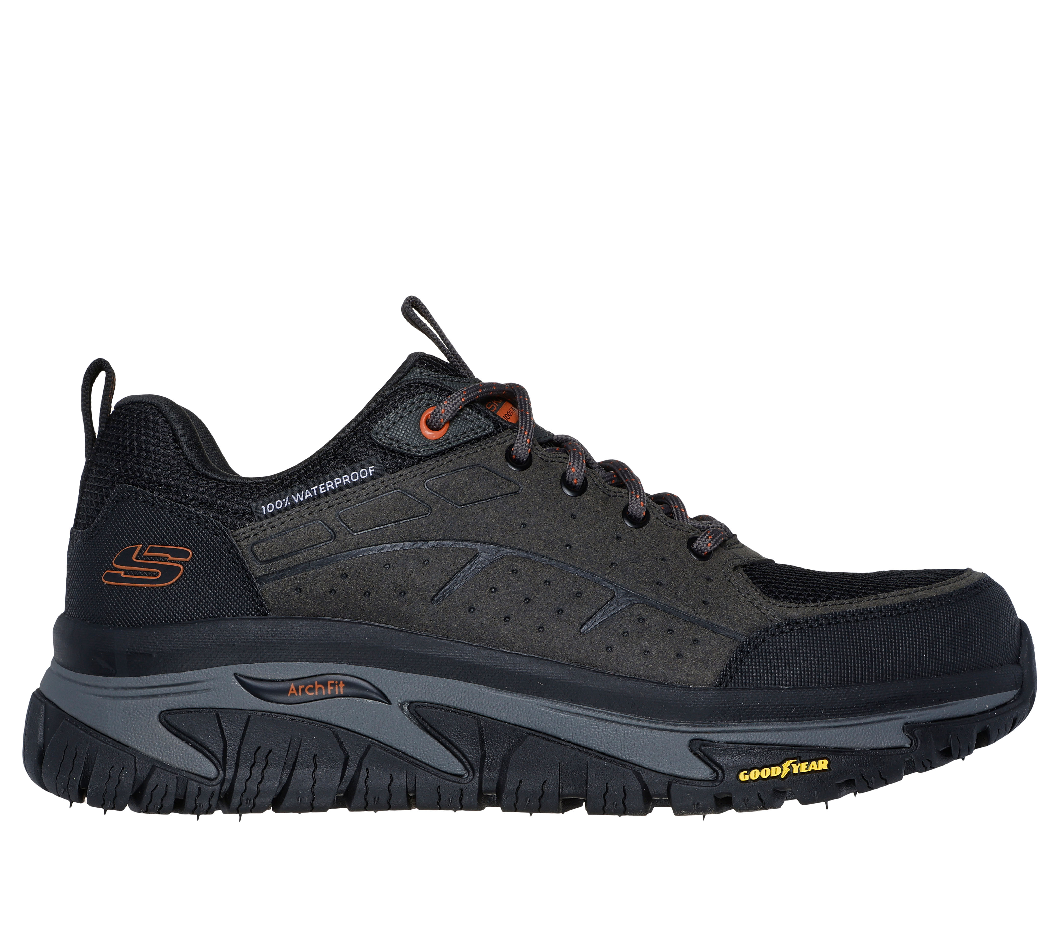 Skechers Men's Waterproof: Arch Fit Road Walker - Vernal Sneaker in Charcoal/Black, Size 10 | Leather/Synthetic/Textile