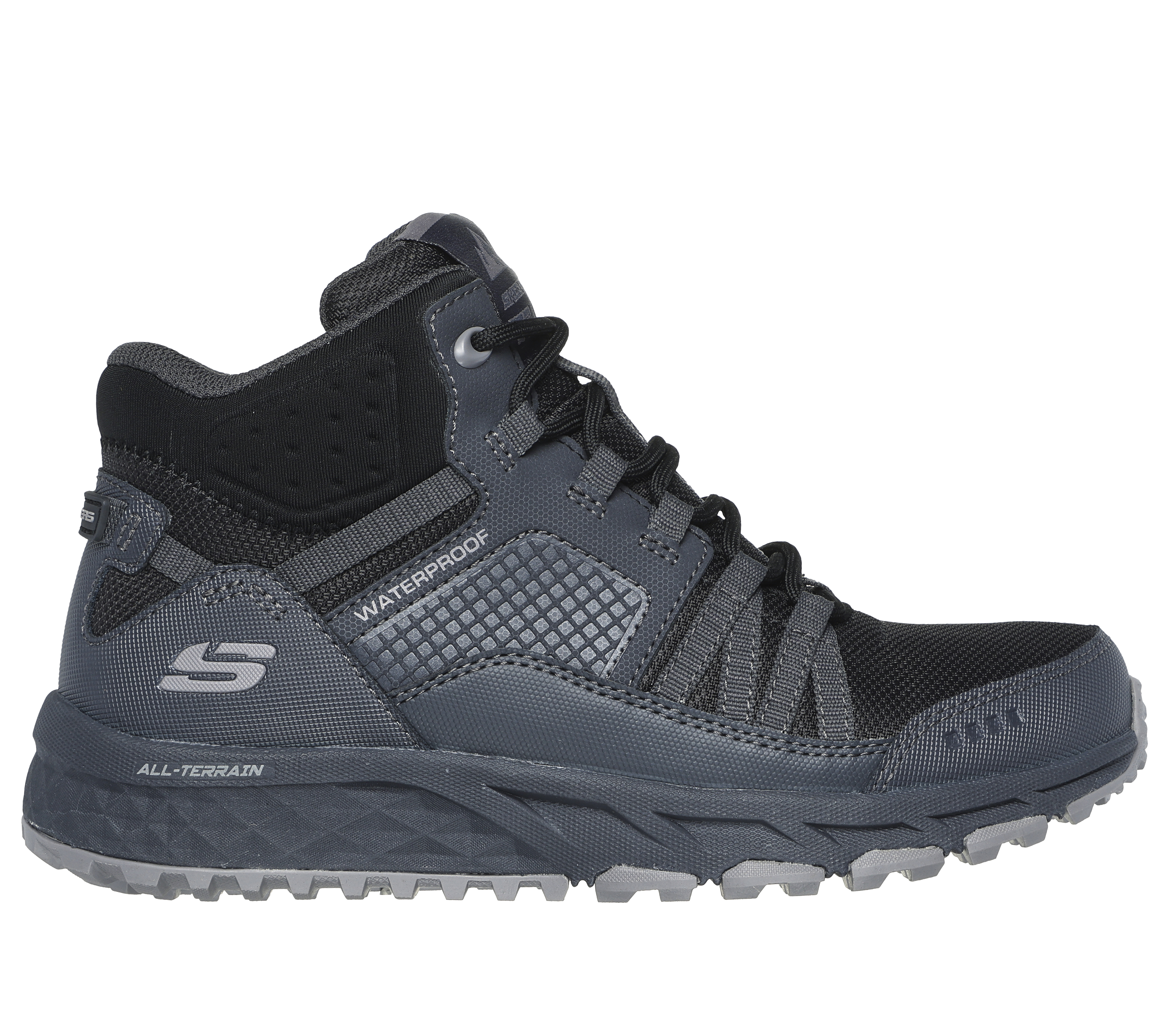 Skechers Women's Escape Plan - Outward Voyage Sneaker in Charcoal/Black, Size 6.5 | Leather/Textile