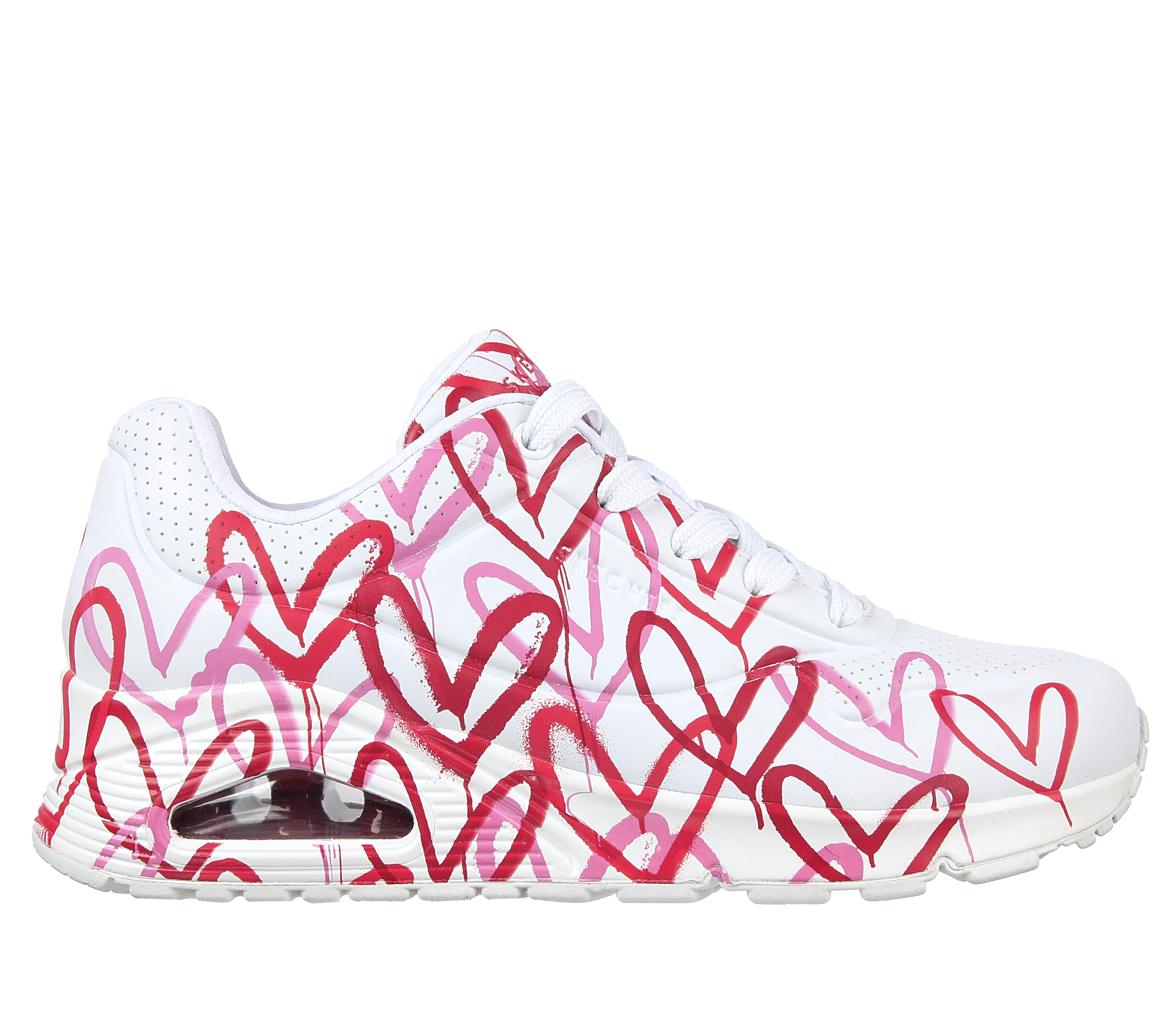 Skechers Women's x JGoldcrown: Uno - Spread the Love Sneaker in White/Red/Pink, Size 5 | Textile/Synthetic