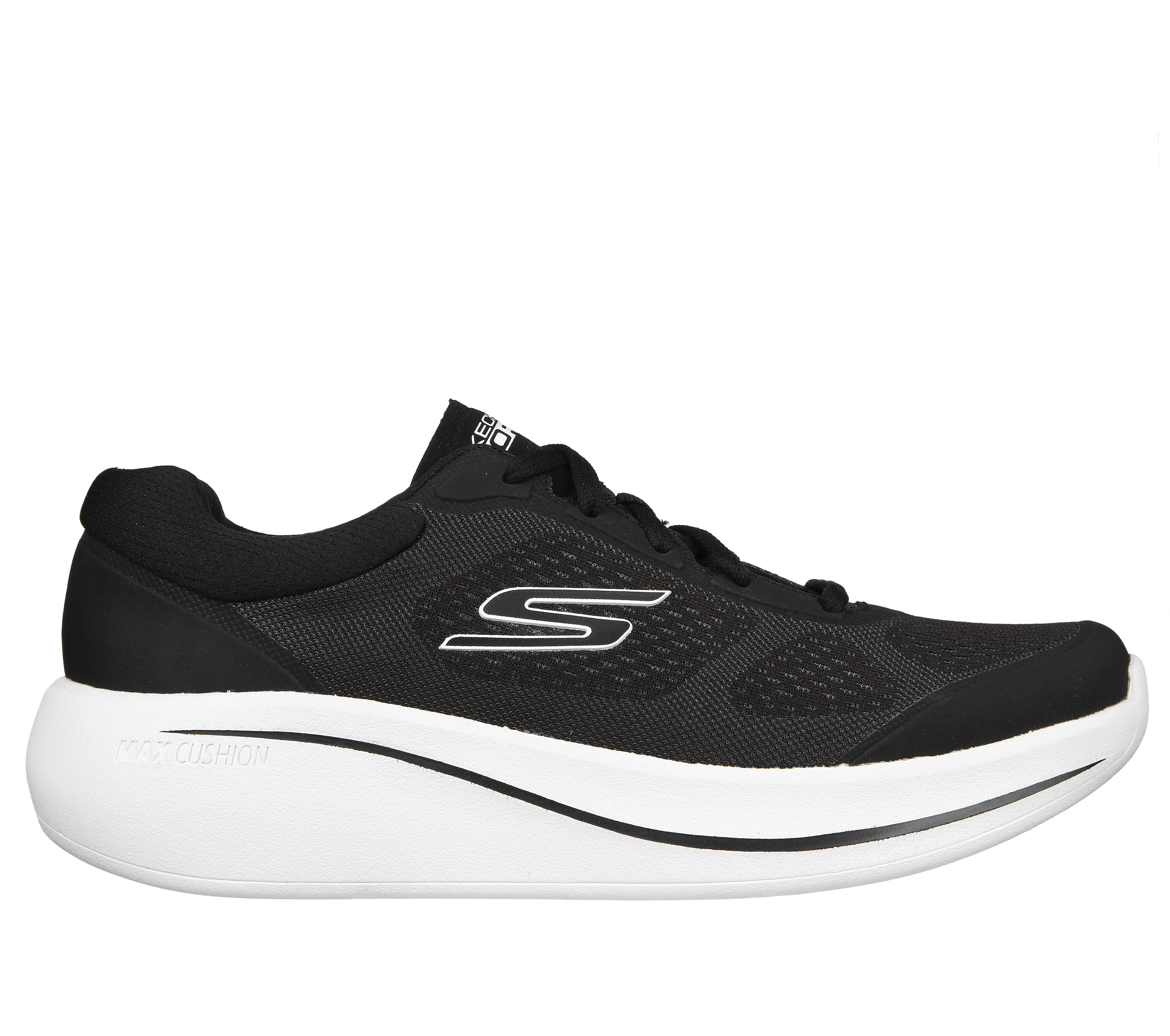 Skechers Men's Max Cushioning Essential Sneaker in Black/White, Size 10 | Textile, Vegan