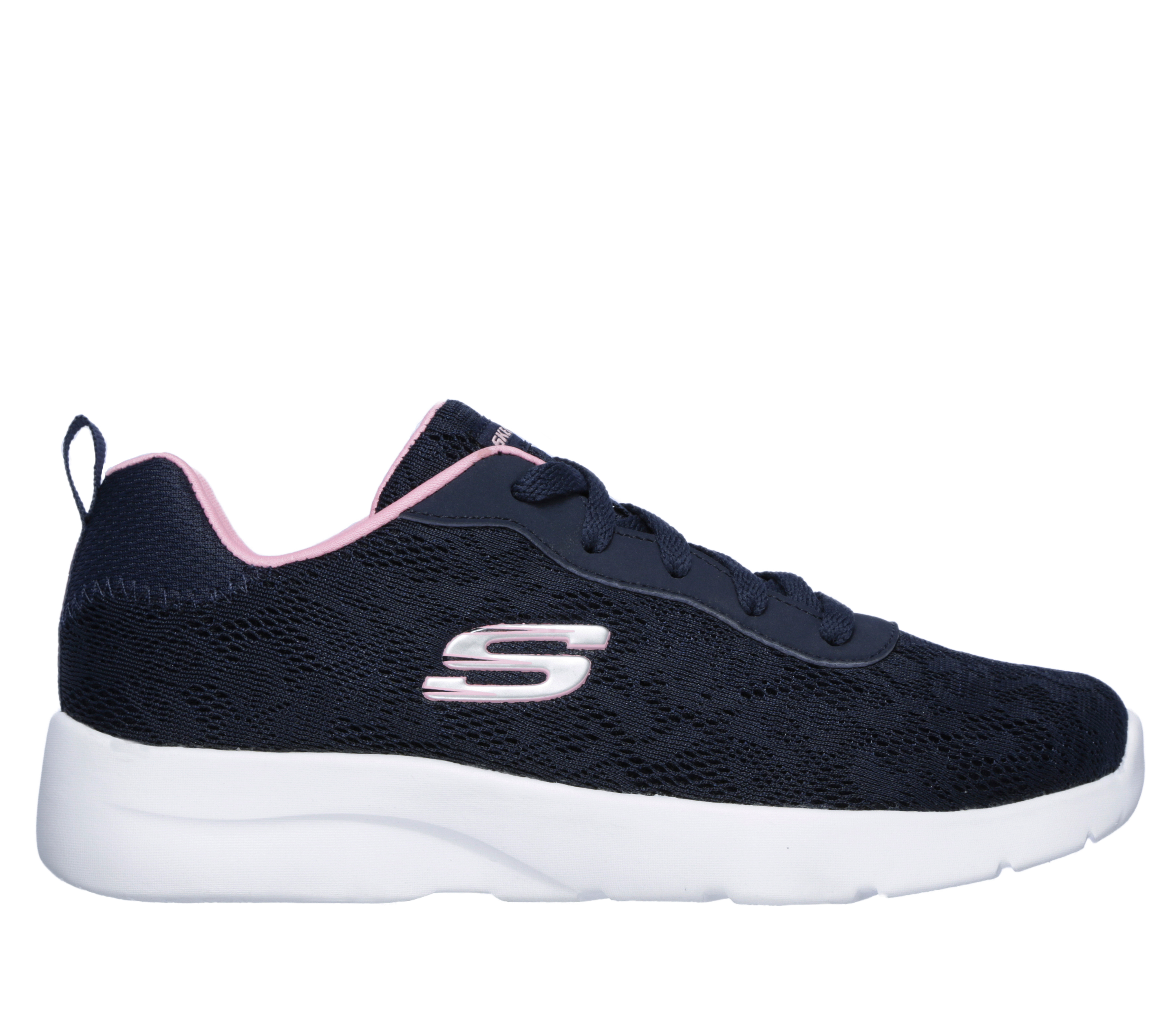 Skechers Women's Dynamight 2.0 - Homespun Sneaker in Navy Blue/Pink, Size 6 | Textile/Synthetic, Vegan