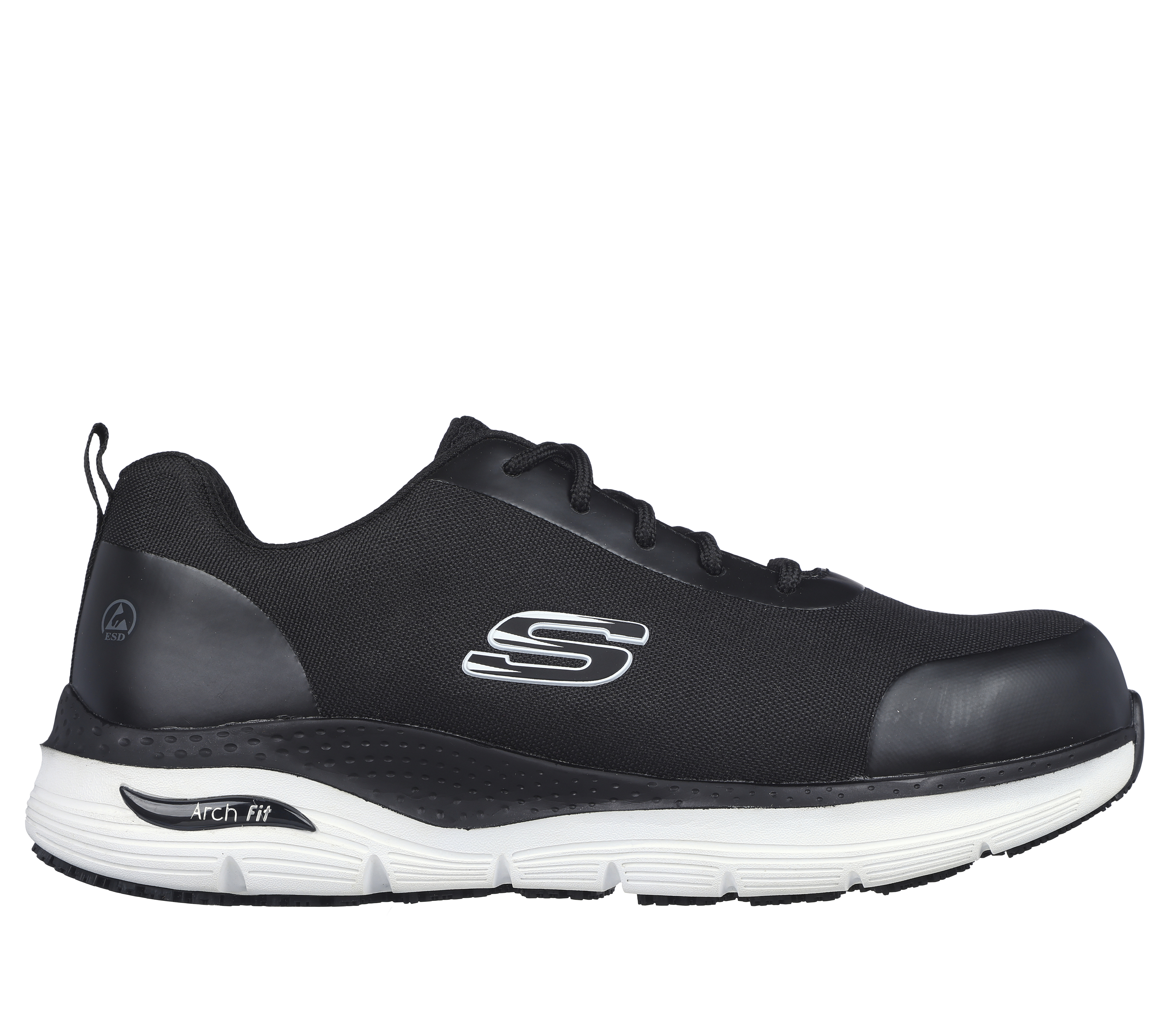 Skechers Men's Work: Arch Fit SR - Ringstap Sneaker in Black/White, Size 7.5 | Textile/Synthetic