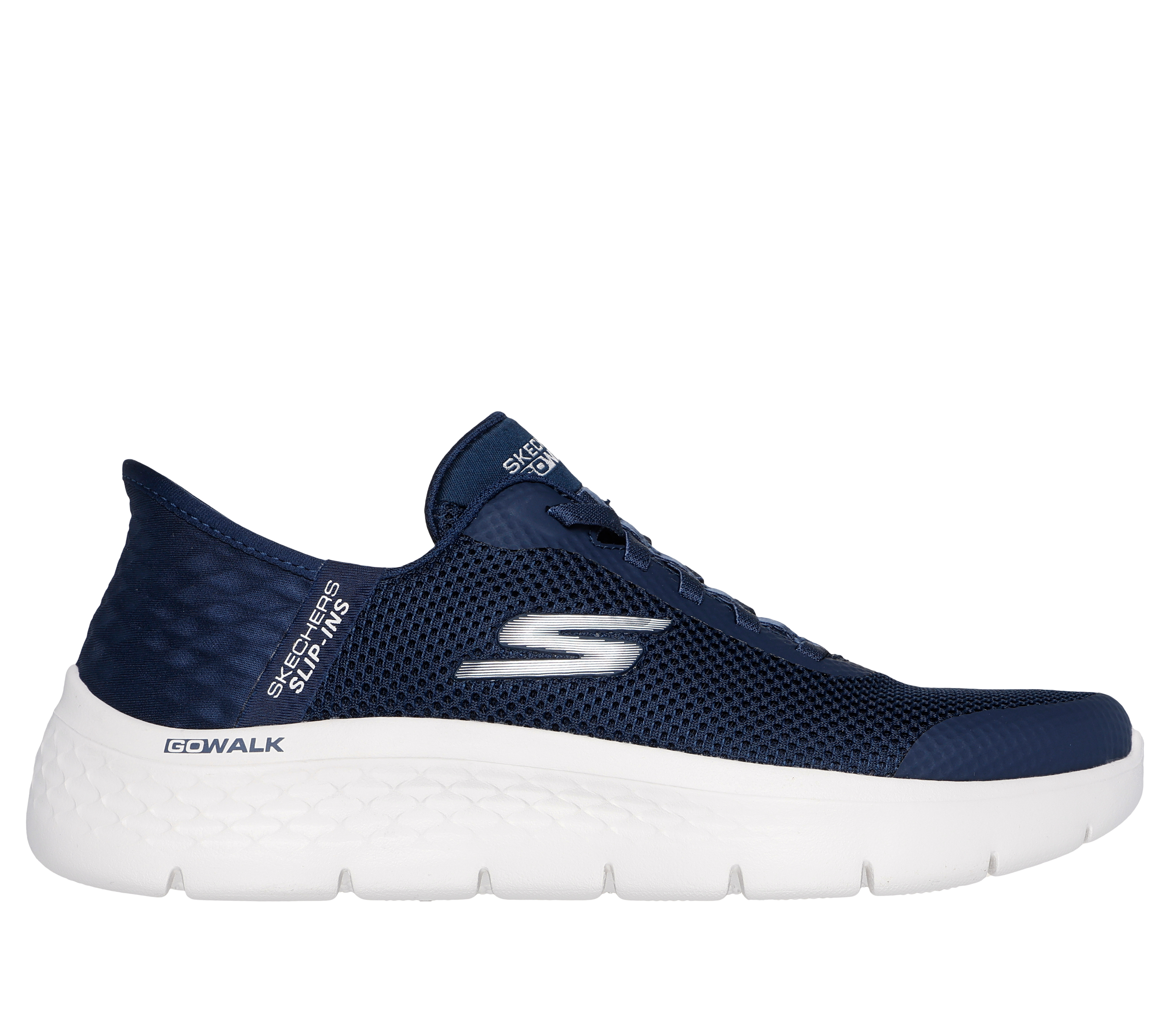 Skechers Women's Slip-ins: GO WALK Flex - Grand Entry Sneaker in Navy Blue/White, Size 4.5 | Textile/Synthetic, Vegan, Machine Washable