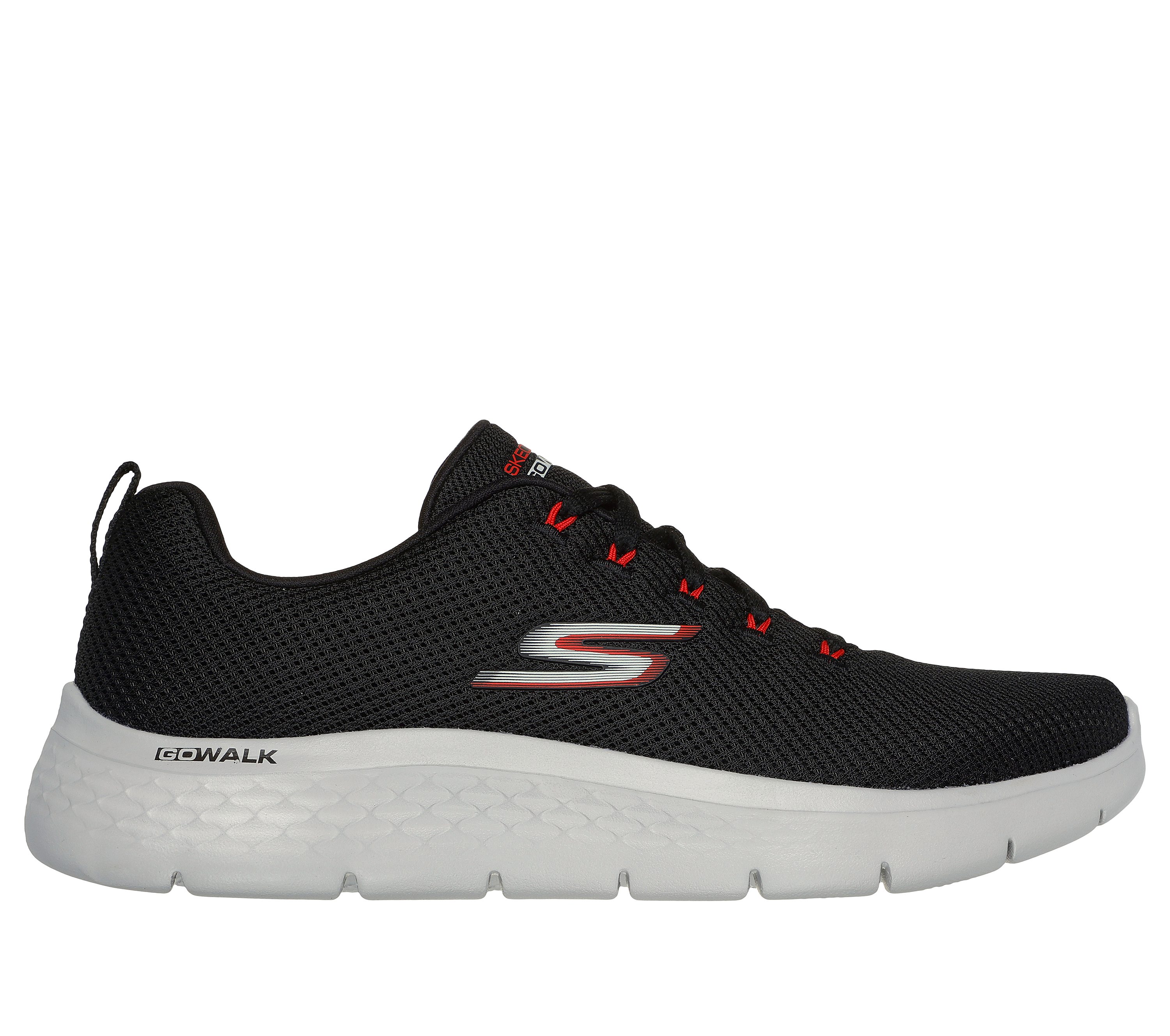 Skechers Men's GO WALK Flex - Vespid Sneaker in Black/Red, Size 15 | Textile/Synthetic, Machine Washable