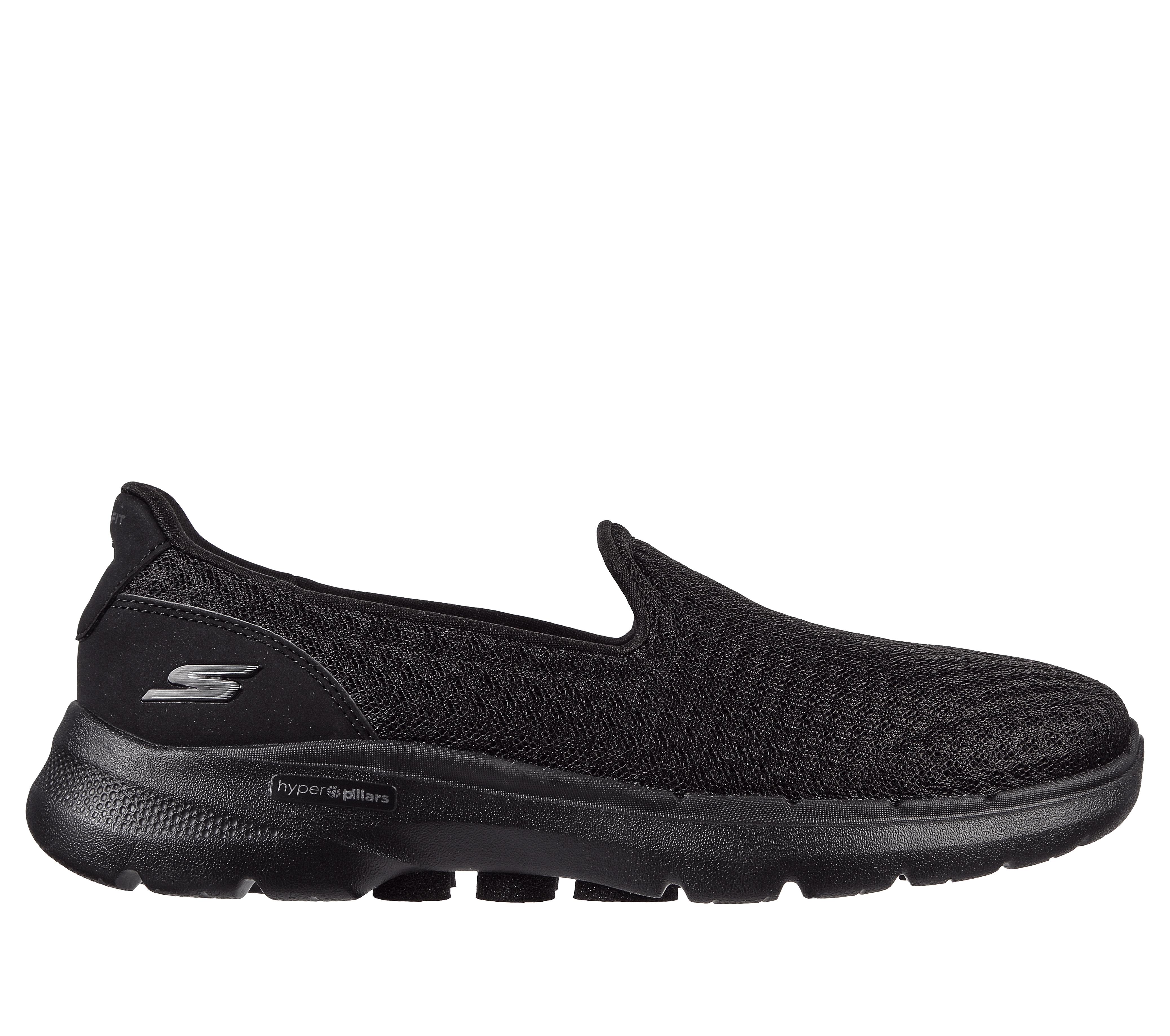 Skechers Women's GoWalk 6 - Big Splash Slip-On Shoes in Black, Size 3 | Textile/Synthetic, Vegan, Machine Washable