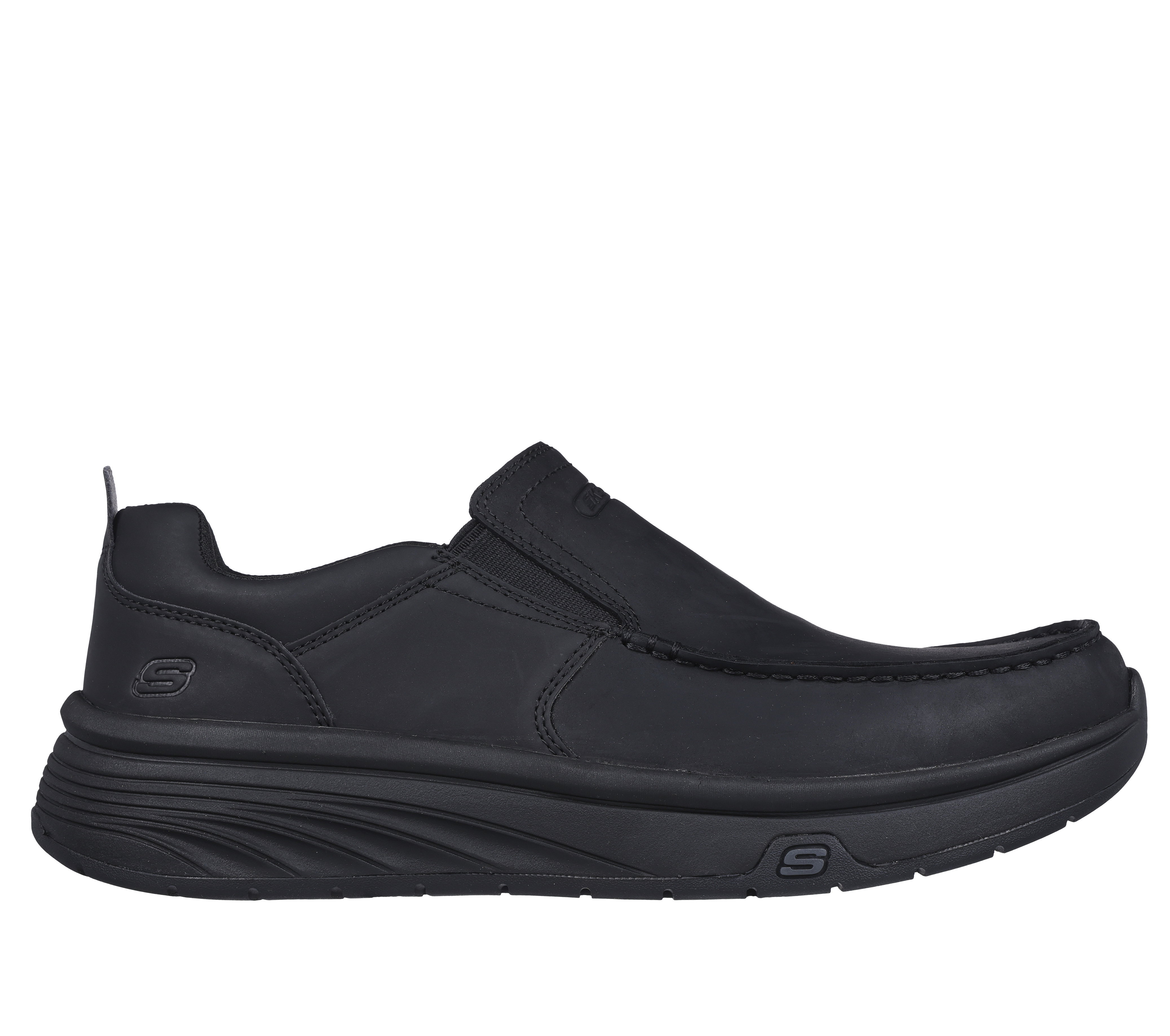 Skechers Men's Relaxed Fit: Calabrio - Bazley Sneaker in Black, Size 8 | Leather/Synthetic/Textile