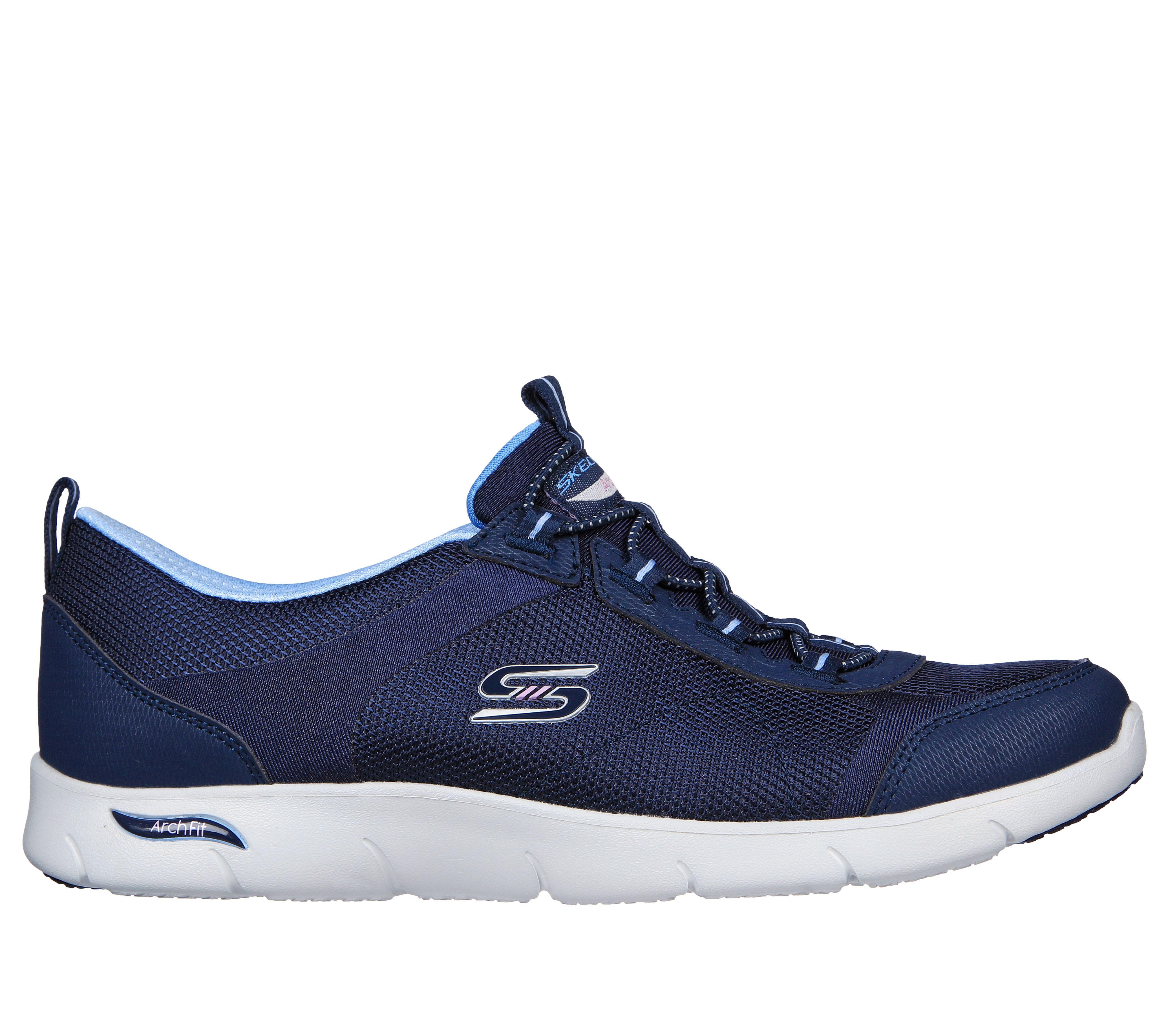 Skechers Women's Arch Fit Refine - Her Ace Slip-On Shoes in Navy Blue/Blue, Size 2 | Textile/Synthetic, Machine Washable