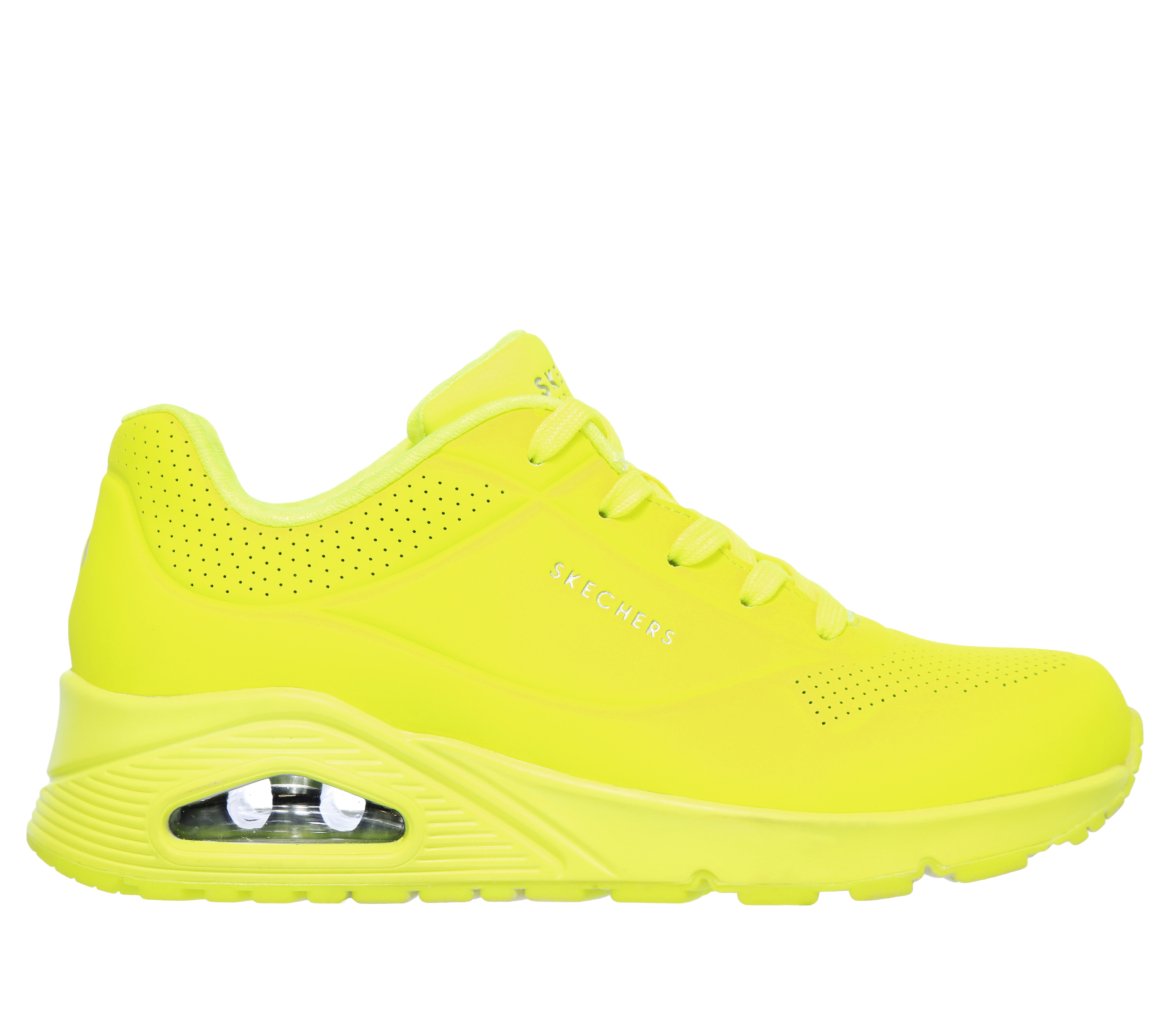 Skechers Women's Uno - Night Shades Sneaker in Neon Yellow, Size 3 | Synthetic/Textile