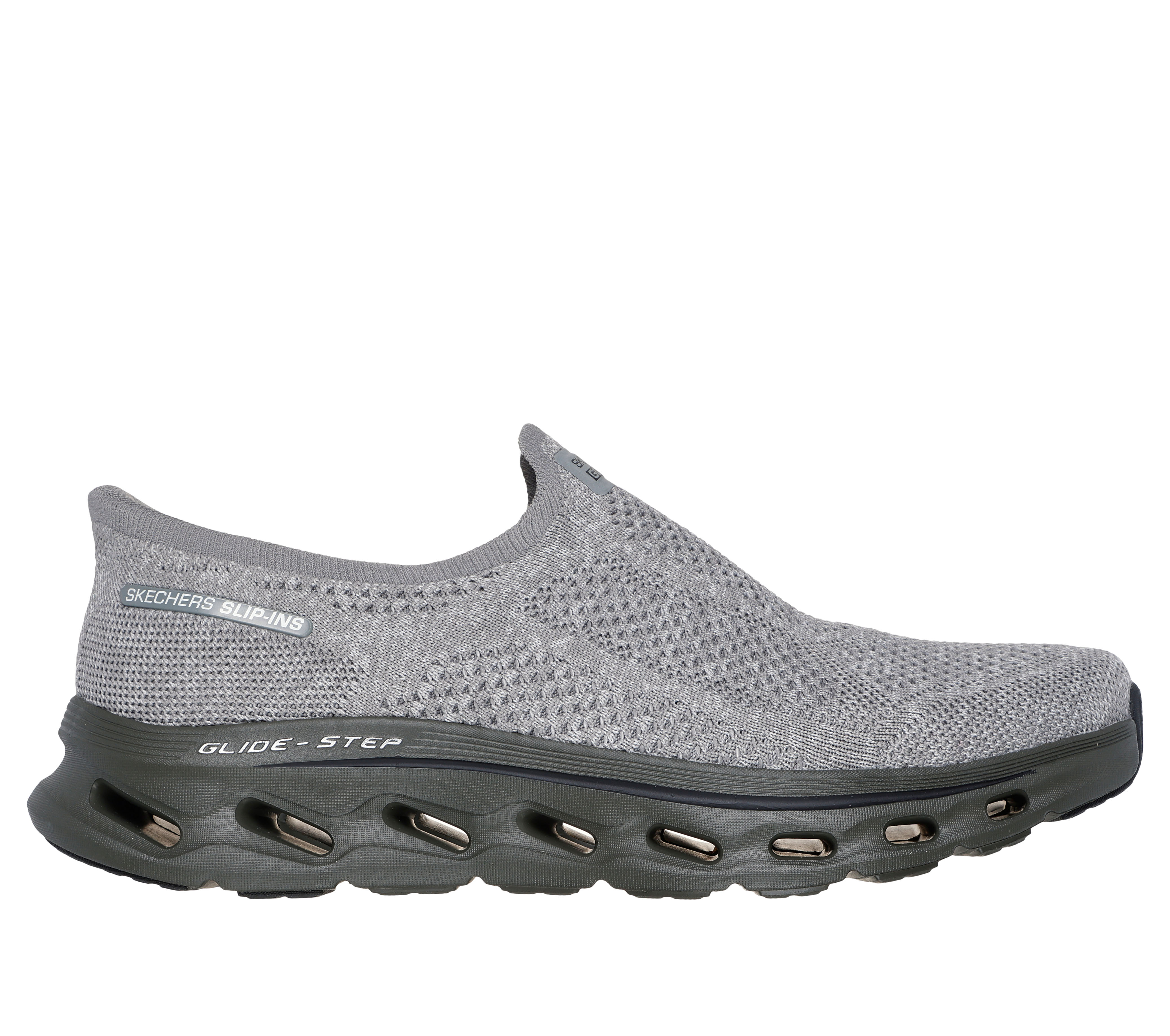 Skechers Men's Slip-ins: GO Walk Glide-Step 2.0 - Caleb Sneaker in Gray, Size 9 | Textile/Synthetic, Vegan, Machine Washable