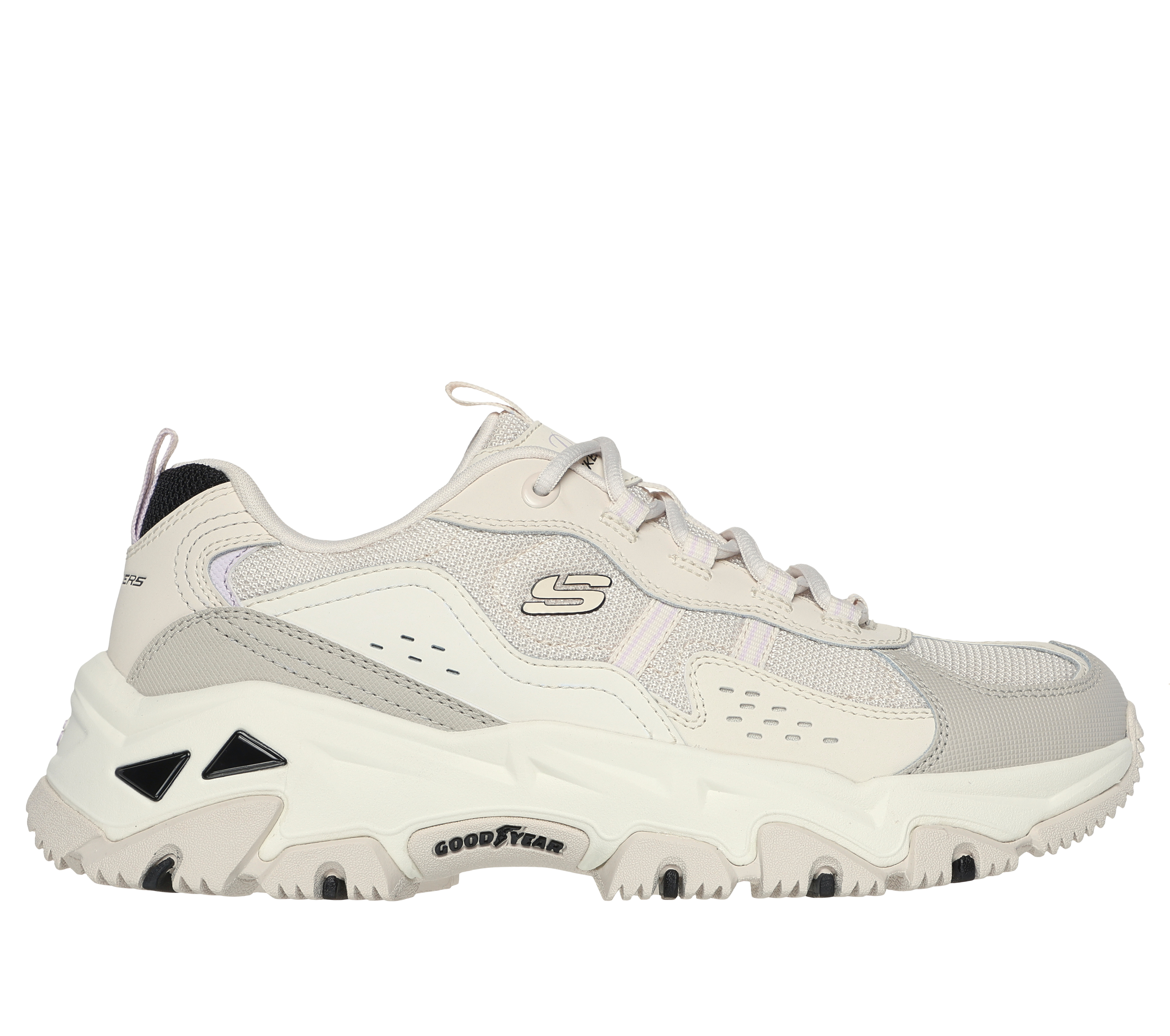 Skechers Women's D'Lites Hiker Sneaker in Natural, Size 5 | Leather/Textile/Synthetic