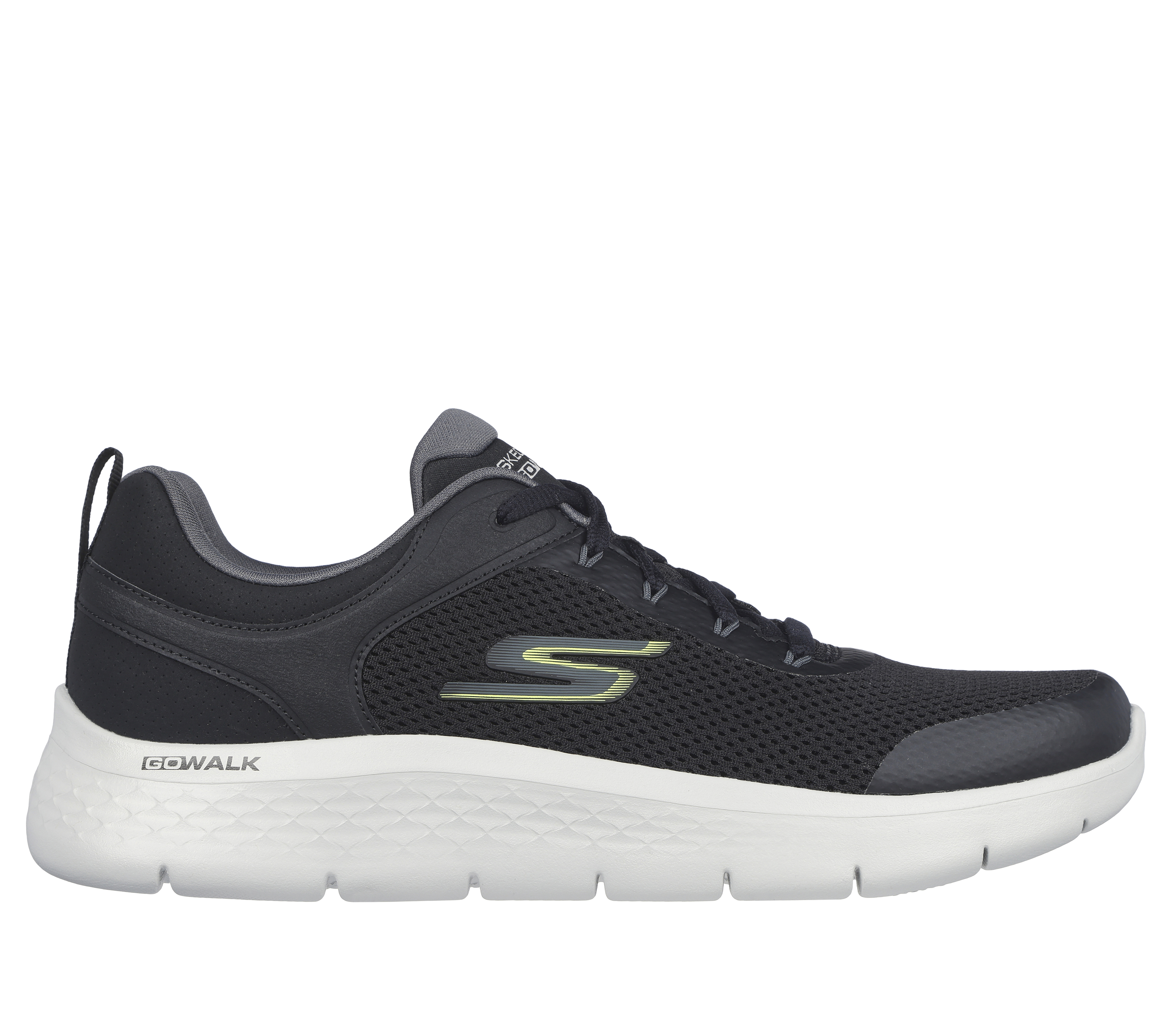 Skechers Men's GO WALK Flex - Independent Sneaker in Black/Gray, Size 7 | Synthetic/Textile, Vegan, Machine Washable