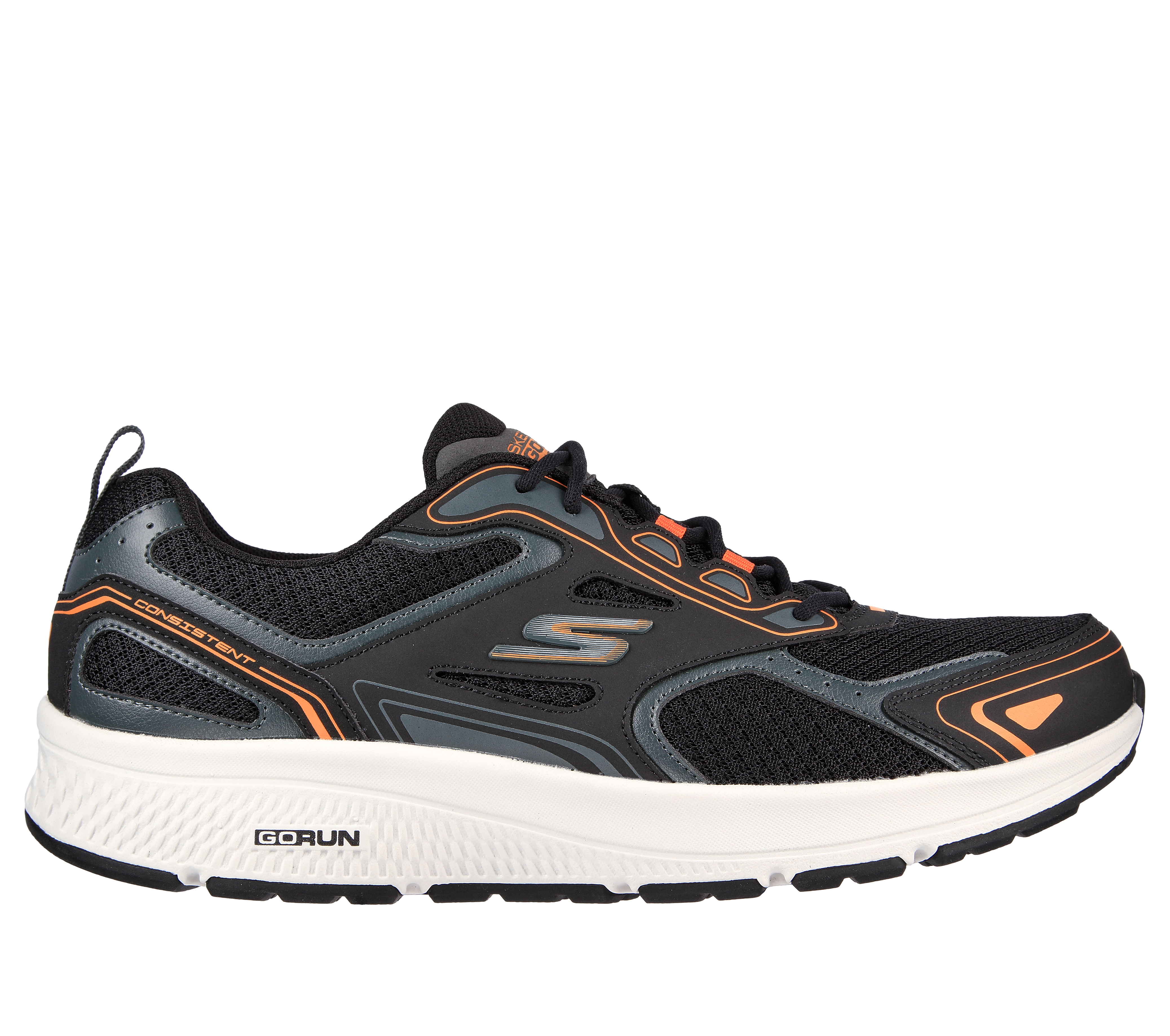 Skechers Men's GOrun Consistent Sneaker in Black/Orange, Size 8 | Leather/Textile/Synthetic