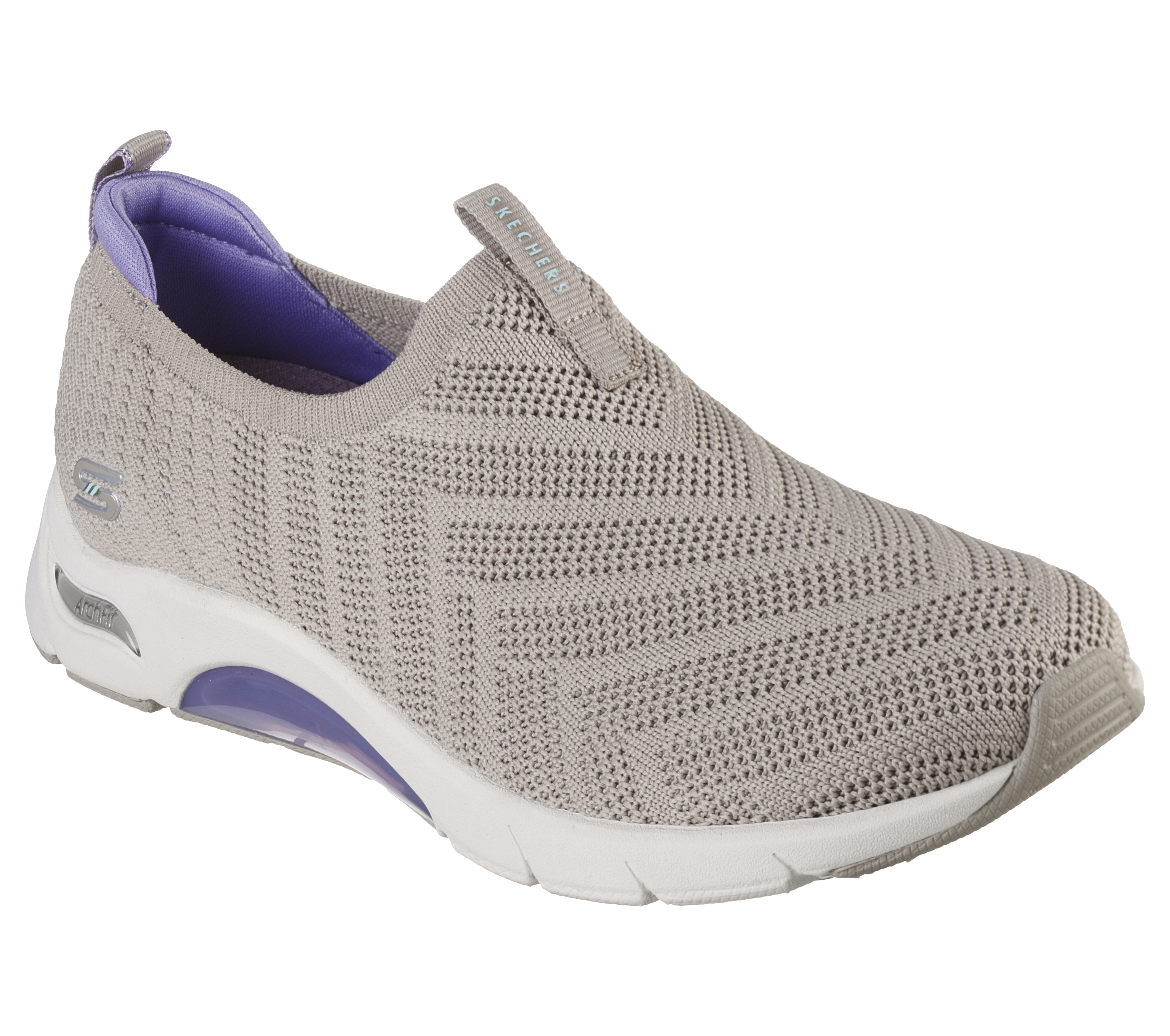 Skechers Women's Skech-Air Arch Fit - Top Pick Sneaker in Taupe/Lavender, Size 3.5 | Textile, Vegan, Machine Washable