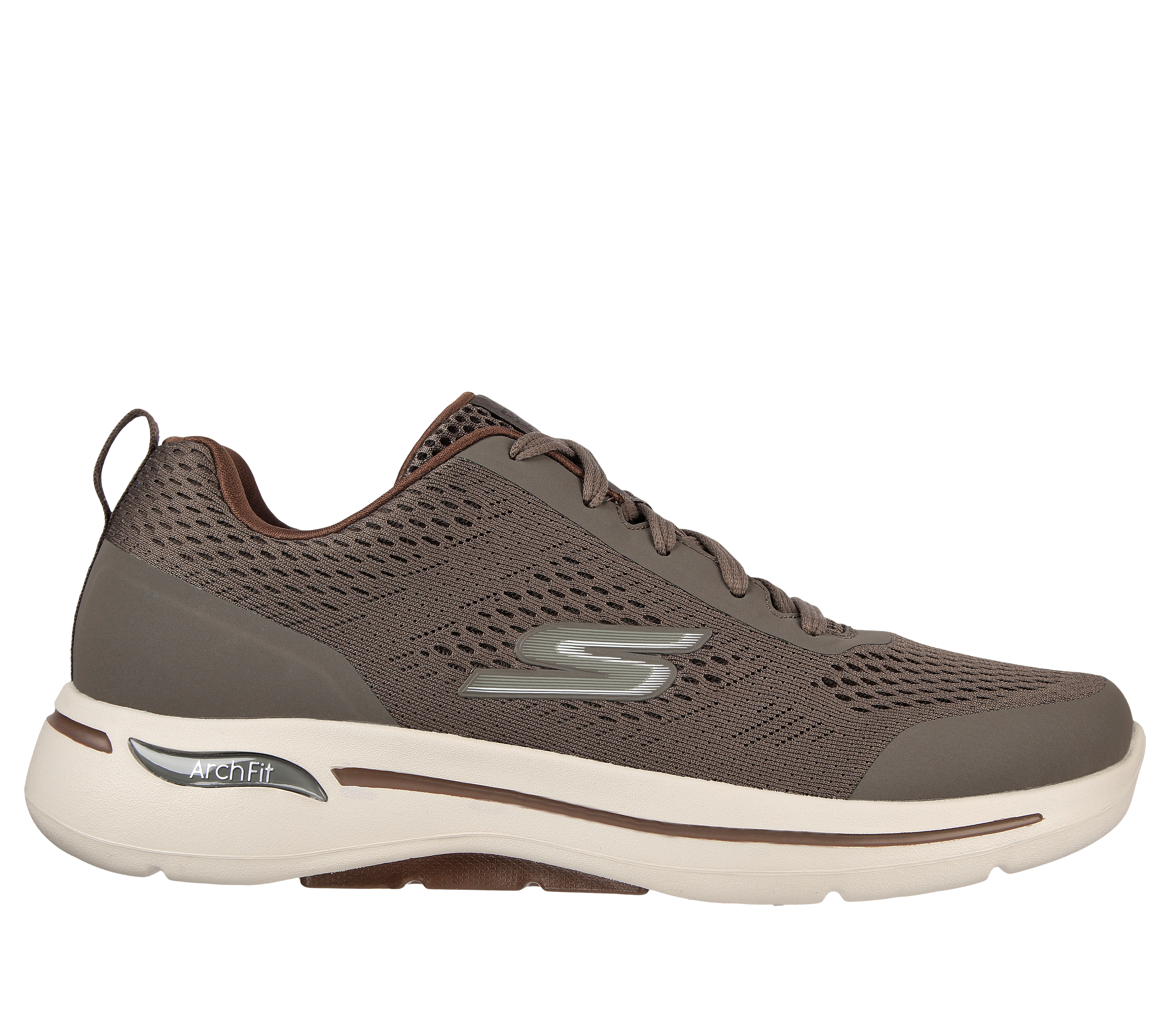 Skechers Men's GO WALK Arch Fit - Idyllic Sneaker in Taupe, Size 6 | Textile/Synthetic, Machine Washable