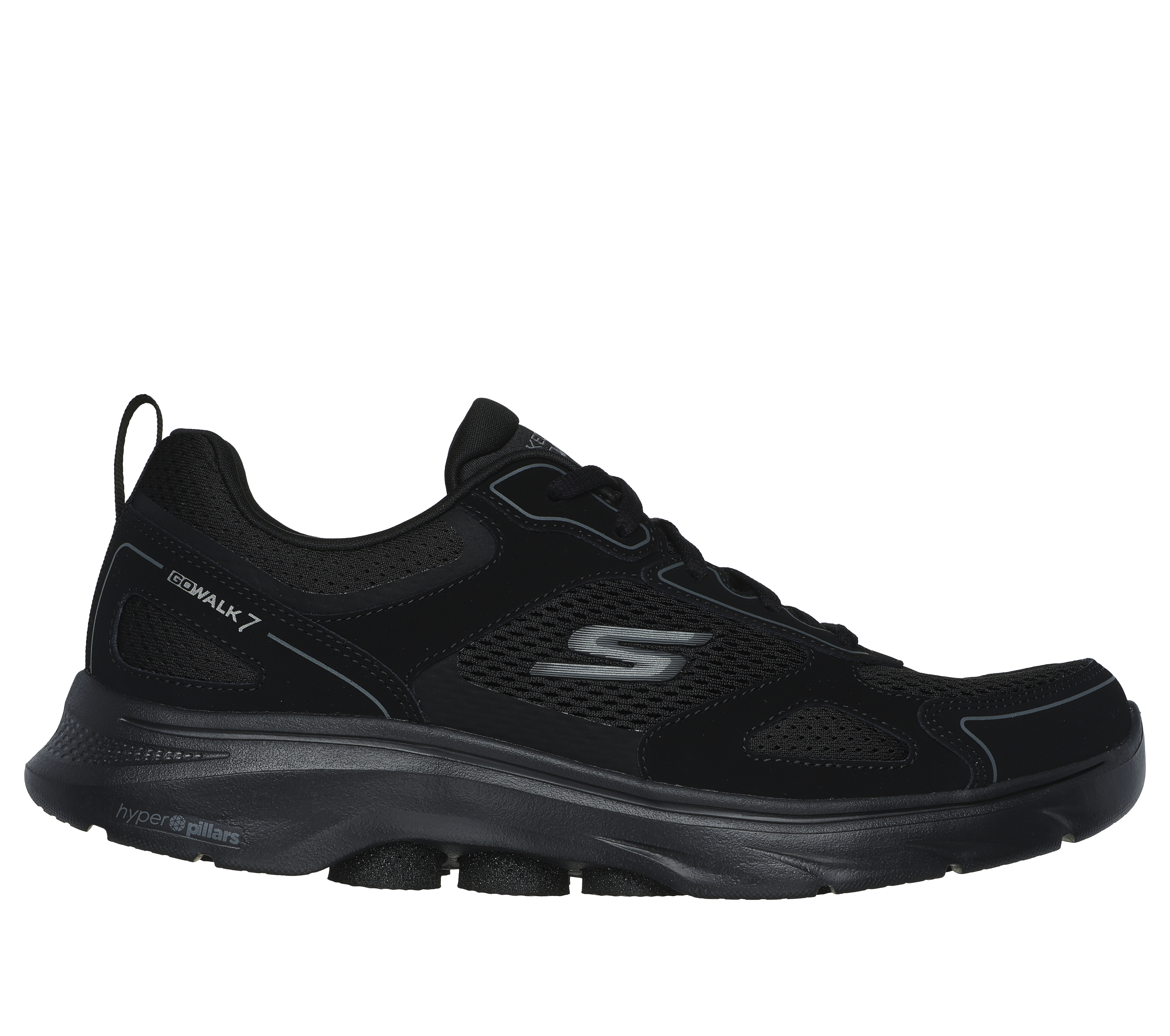 Skechers Men's GO WALK 7 - The Forefather Sneaker in Black, Size 6.5 | Leather/Textile/Synthetic, Machine Washable