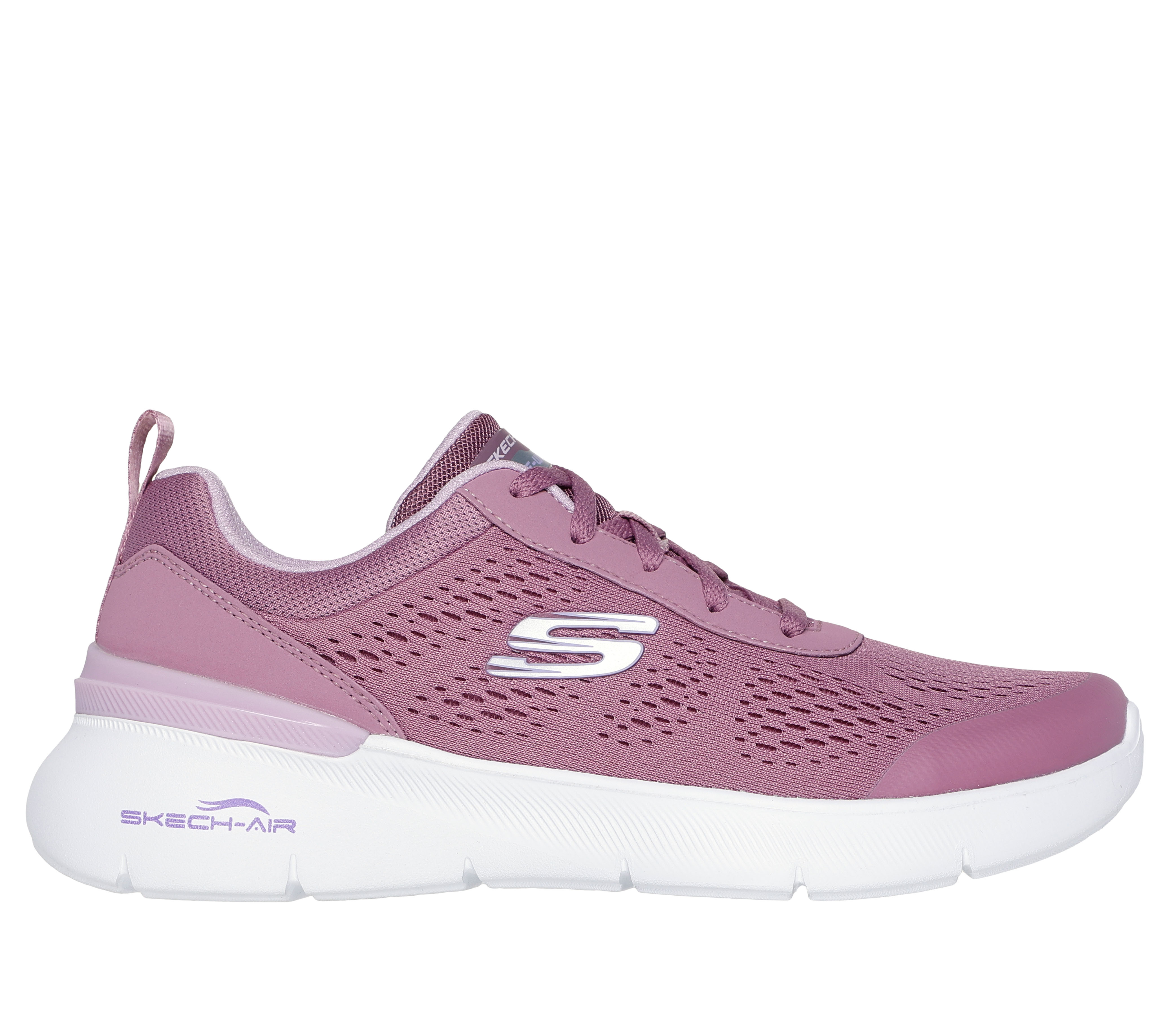 Skechers Women's Skech-Air Dynamight 2.0 - New Heights Sneaker in Mauve, Size 6 | Textile/Synthetic, Vegan, Machine Washable