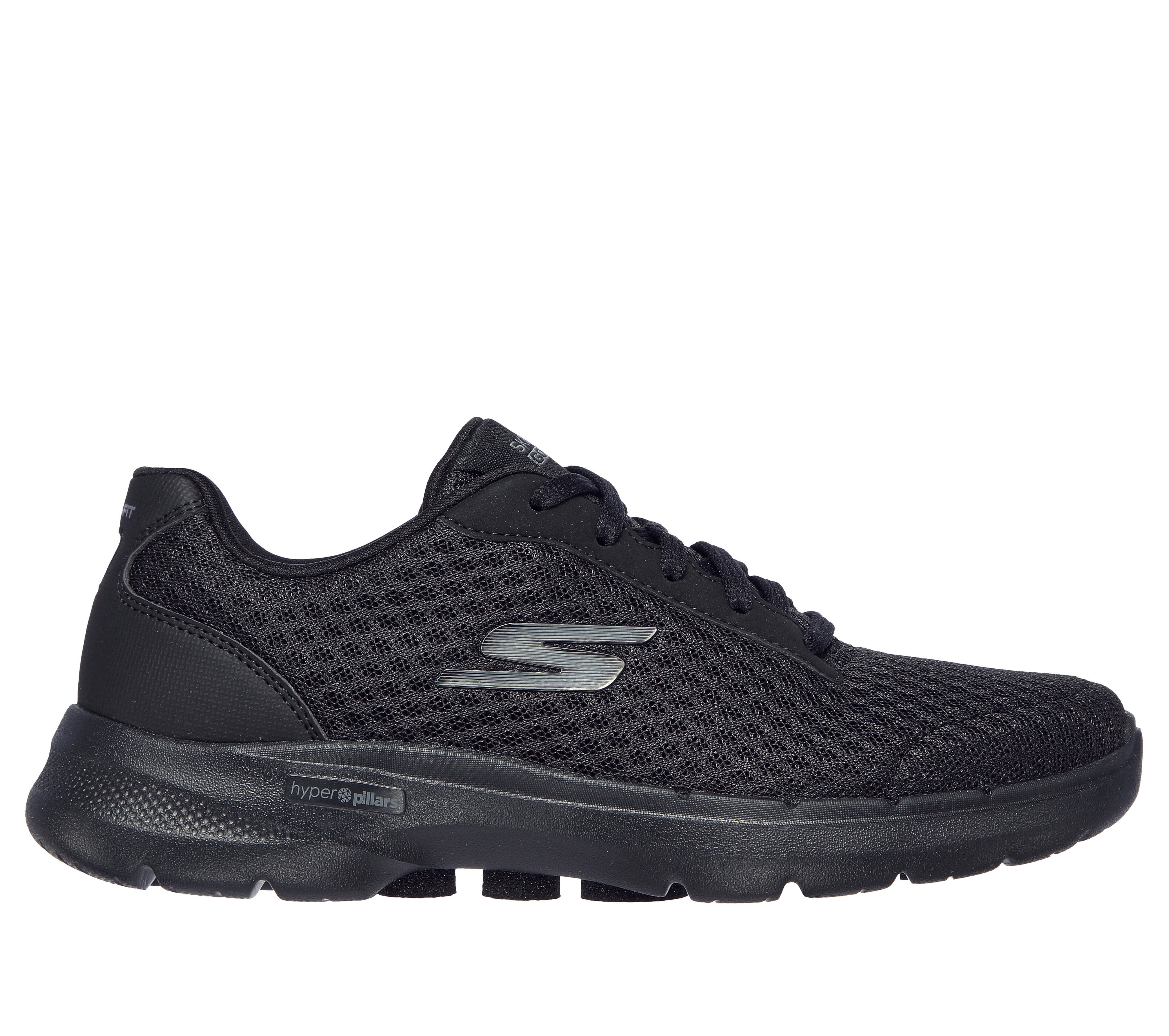 Skechers Women's GO WALK 6 - Iconic Vision Sneaker in Black, Size 4.5 | Textile/Synthetic, Vegan, Machine Washable